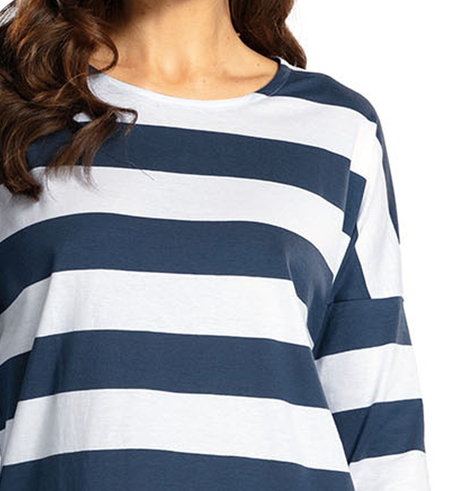 comtessa Schlafanzug Lovely Dreams (Set, 2 tlg., 2-teilig) Damen Pyjama lang Baumwolle Langarm Drop-Shoulder-Form große Größen