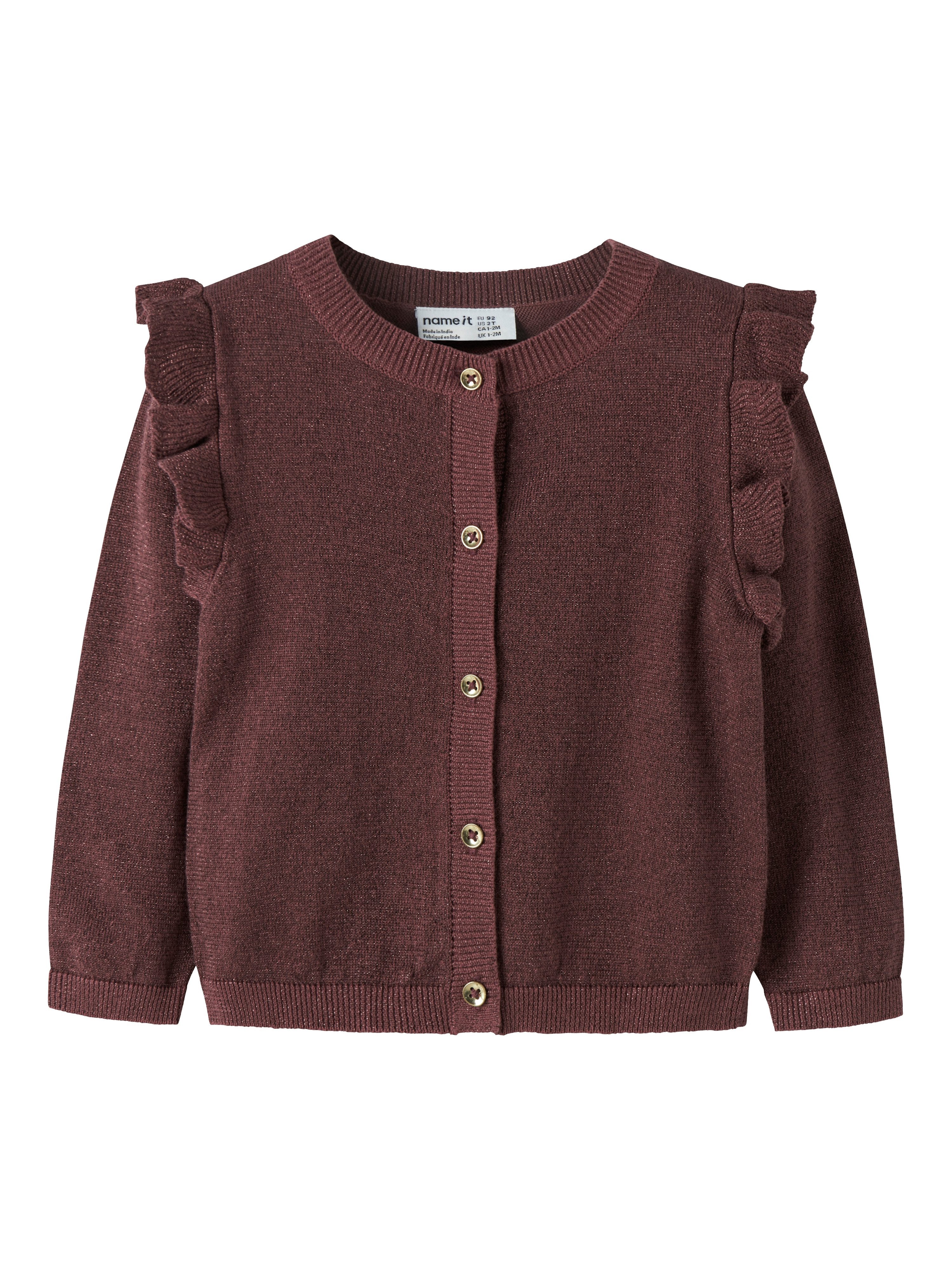 Name It Strickjacke NMFABINNE LS KNIT CARD NOOS mit süßer Rüsche an den Schultern