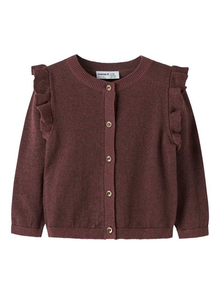 Name It Strickjacke NMFABINNE LS KNIT CARD NOOS mit süßer Rüsche an den Schultern