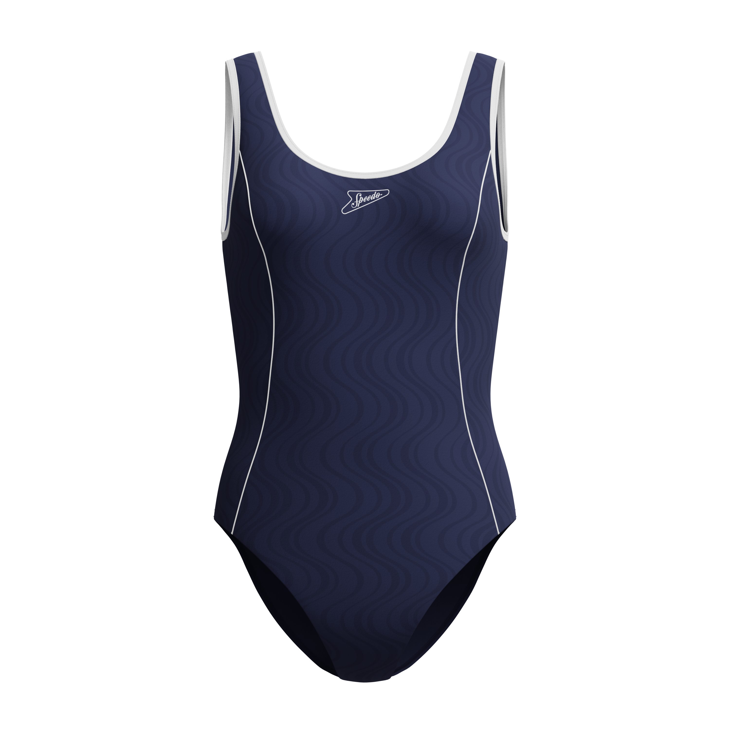 Speedo Badeanzug TEXTURE BOUND SCOOP 1PC NVY/WHT