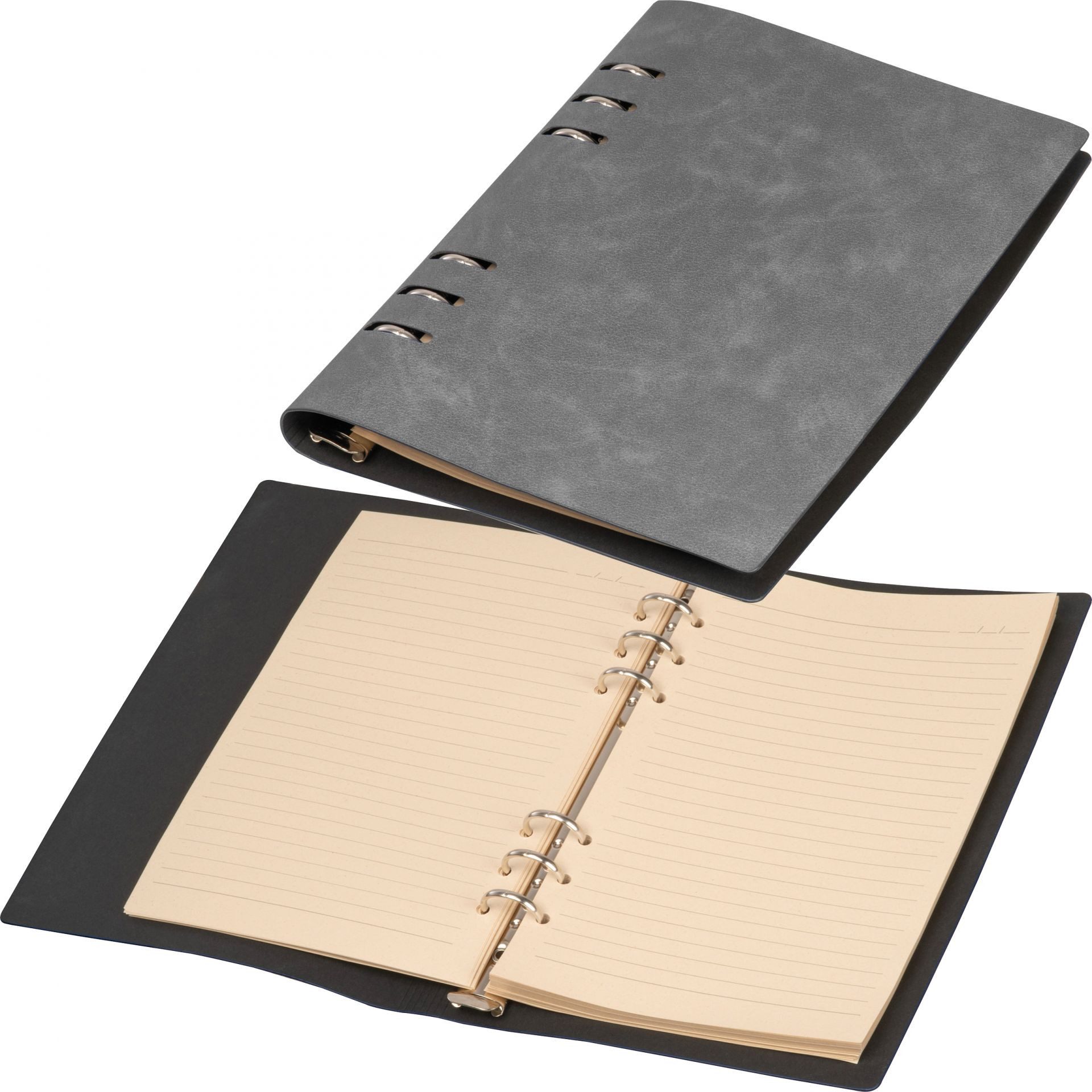 Macma Notizbuch Ringbuch / DIN A5 / Notizbuch mit 200 linierten Seiten / Farbe: grau