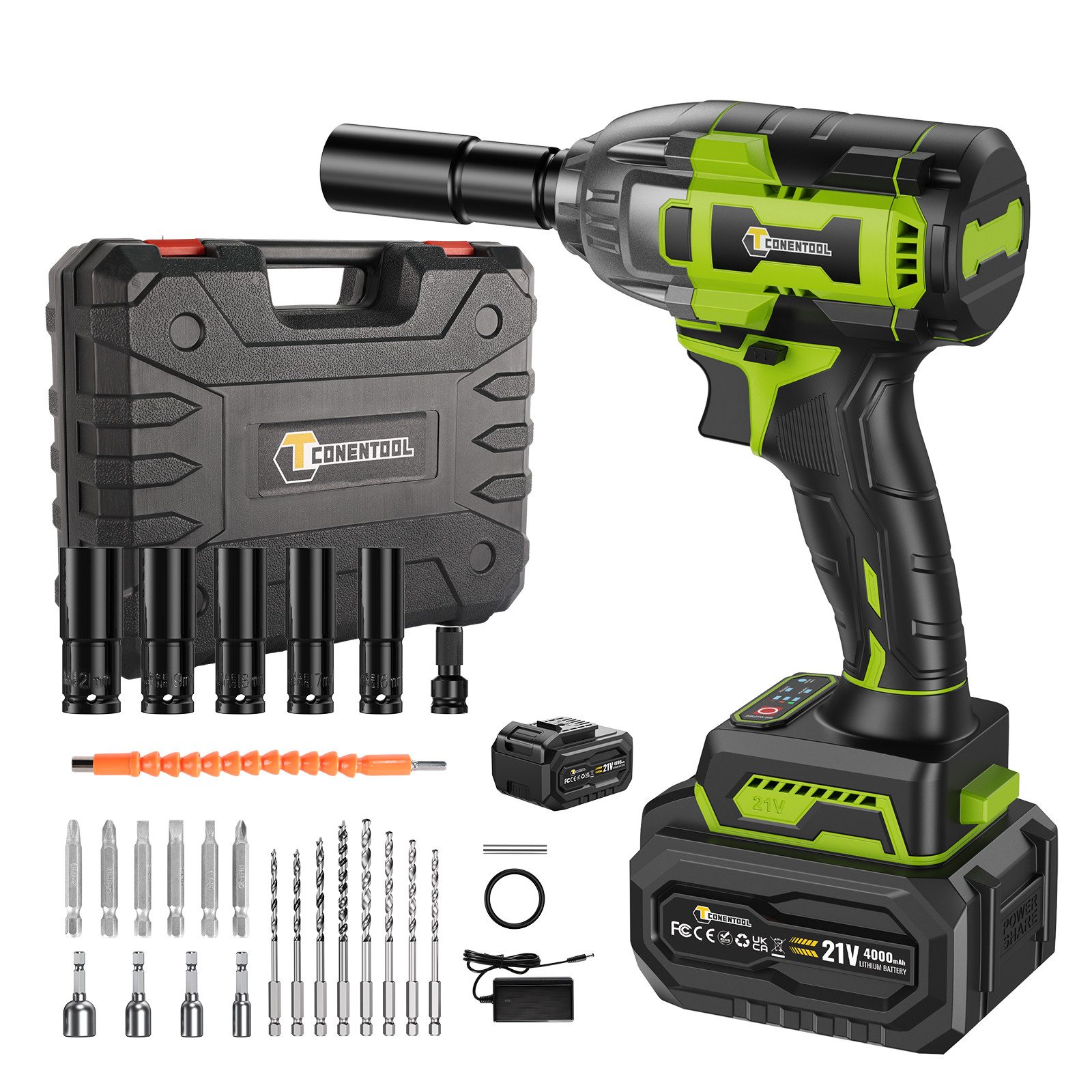 CONENTOOL Akku-Drehschlagschrauber 21V Bürstenloser Motor 3-in-1-Schlagschr günstig online kaufen