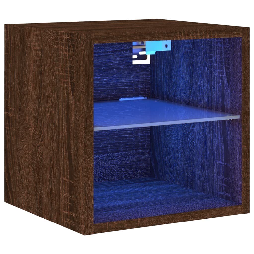 vidaXL TV-Wand TV-Wandschrank mit LED-Leuchten Braun Eichen-Optik 30x28,5x30cm, (1-St)