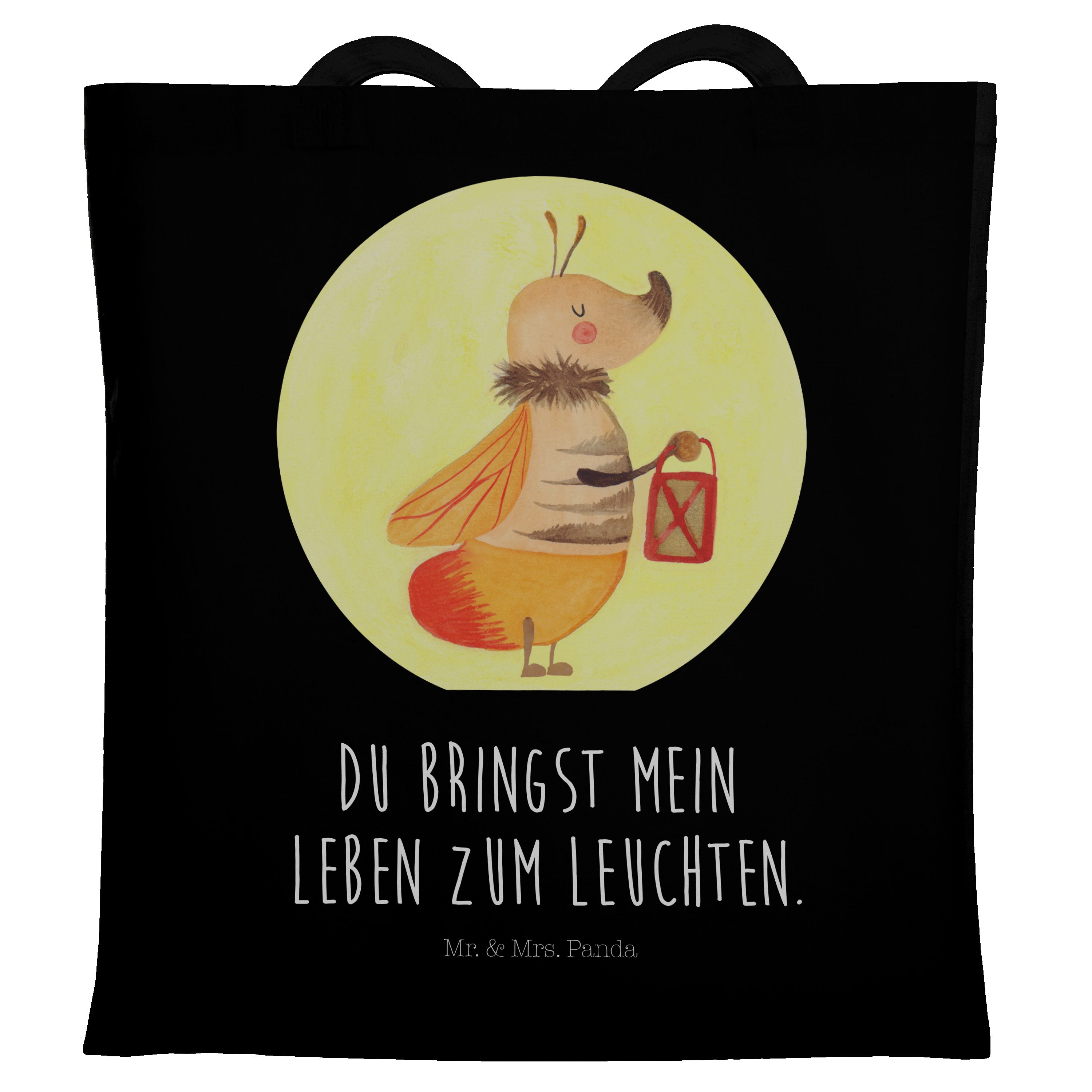 Geschenk, - Schwarz Sprüche, Tragetasche Glühwürmchen Glü Liebesbeweis, Mr. Panda - lustige & Mrs. (1-tlg)