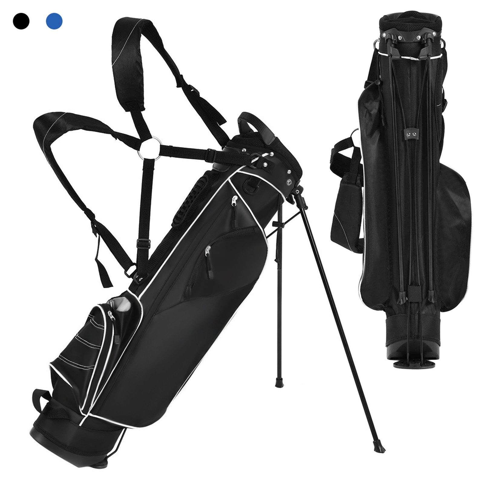COSTWAY Golftrolley + Golfbag Golfbag, für Max. 4 Schläger, mit Ständer