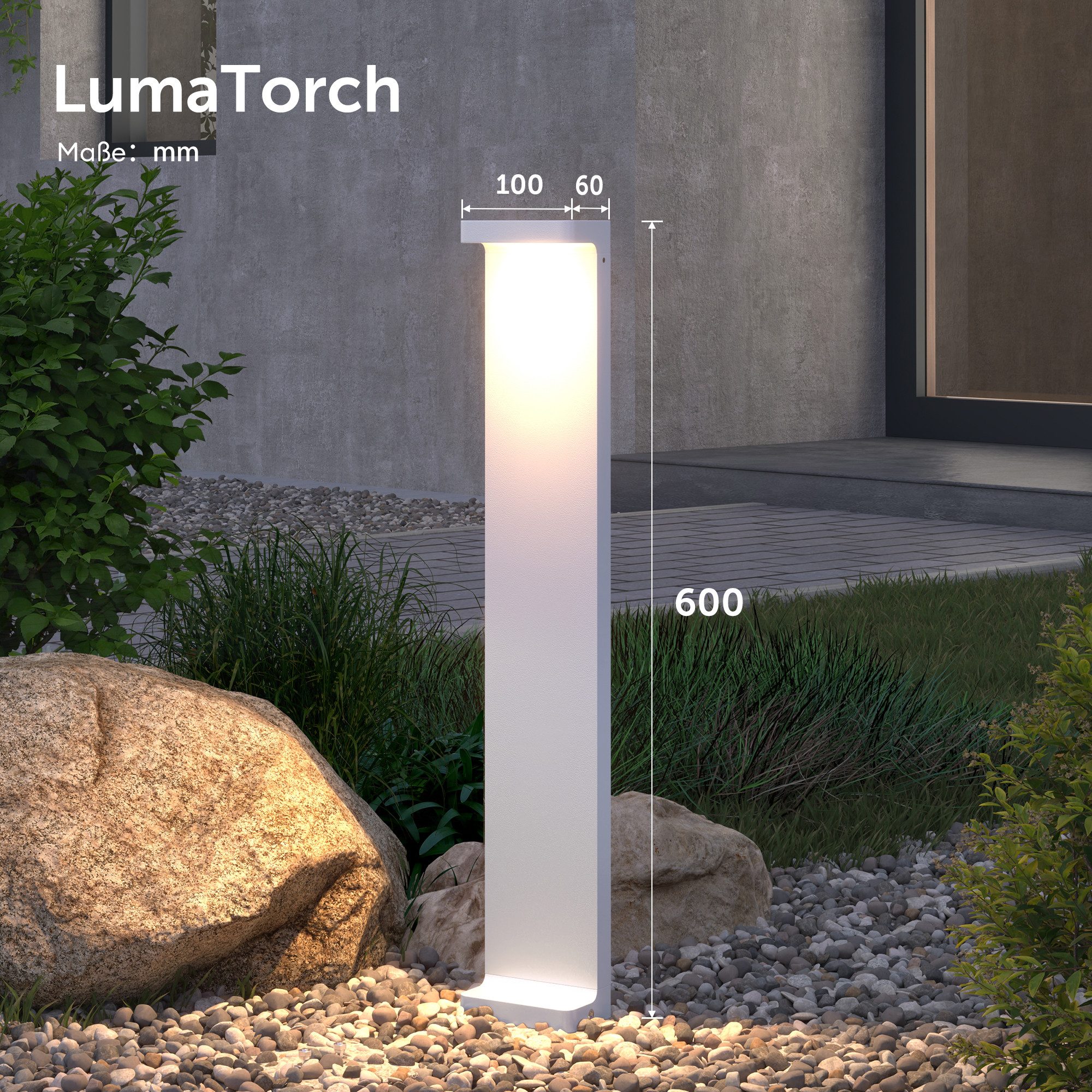 doporro LED Stehlampe Außenleuchte Außenlampe Gartenlampe Gartenleuchte Wegeleuchte, Warmweiß, Mit moderner COB-LED-Technologie; Glasabdeckungen