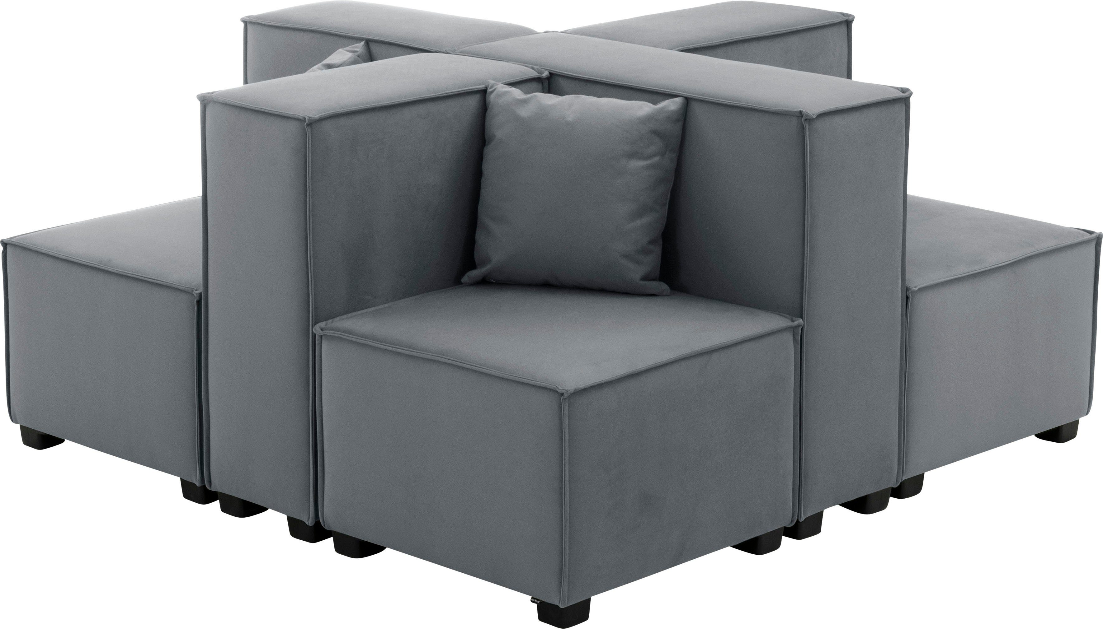 8 Zierkissen, 05 grau MOVE, Sofa-Set Winzer® kombinierbar Wohnlandschaft 2 aus inklusive Set, Max Sitz-Elementen,