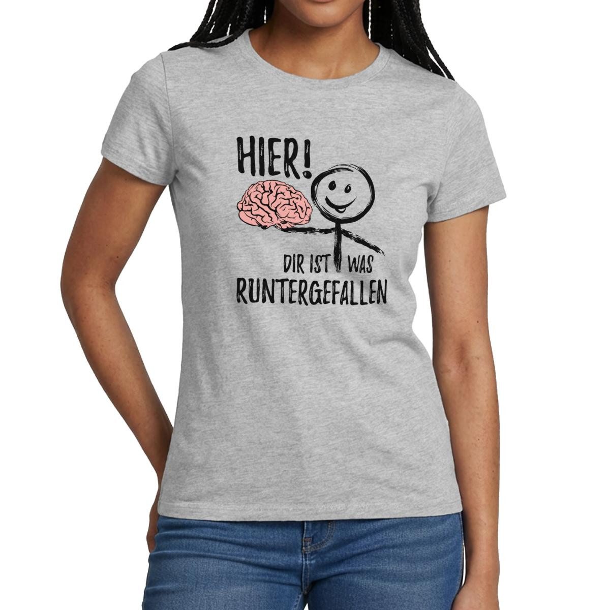 Spreadshirt T-Shirt Hier Dir Ist Was Runtergefallen Lustiger Spruch Mit Geh günstig online kaufen