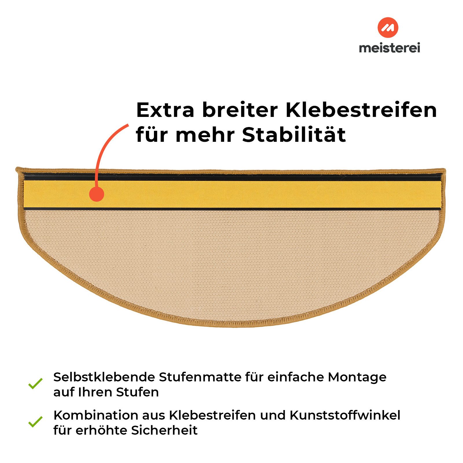 Floordirekt Stufenmatte Rügen, Erhältlich in vielen Farben & Größen, Treppenschutz, Halbrund, Höhe: 5 mm