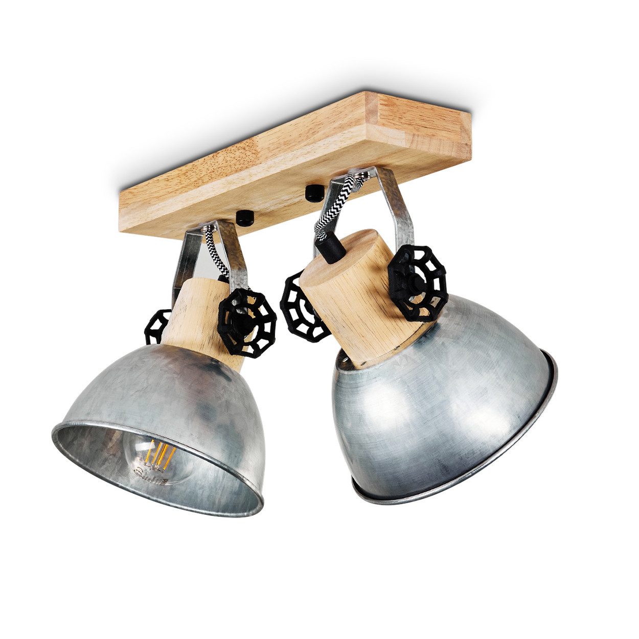 hofstein Deckenleuchte »Cotes« Deckenlampe aus Metall/Holz in Zink/Braun, o günstig online kaufen