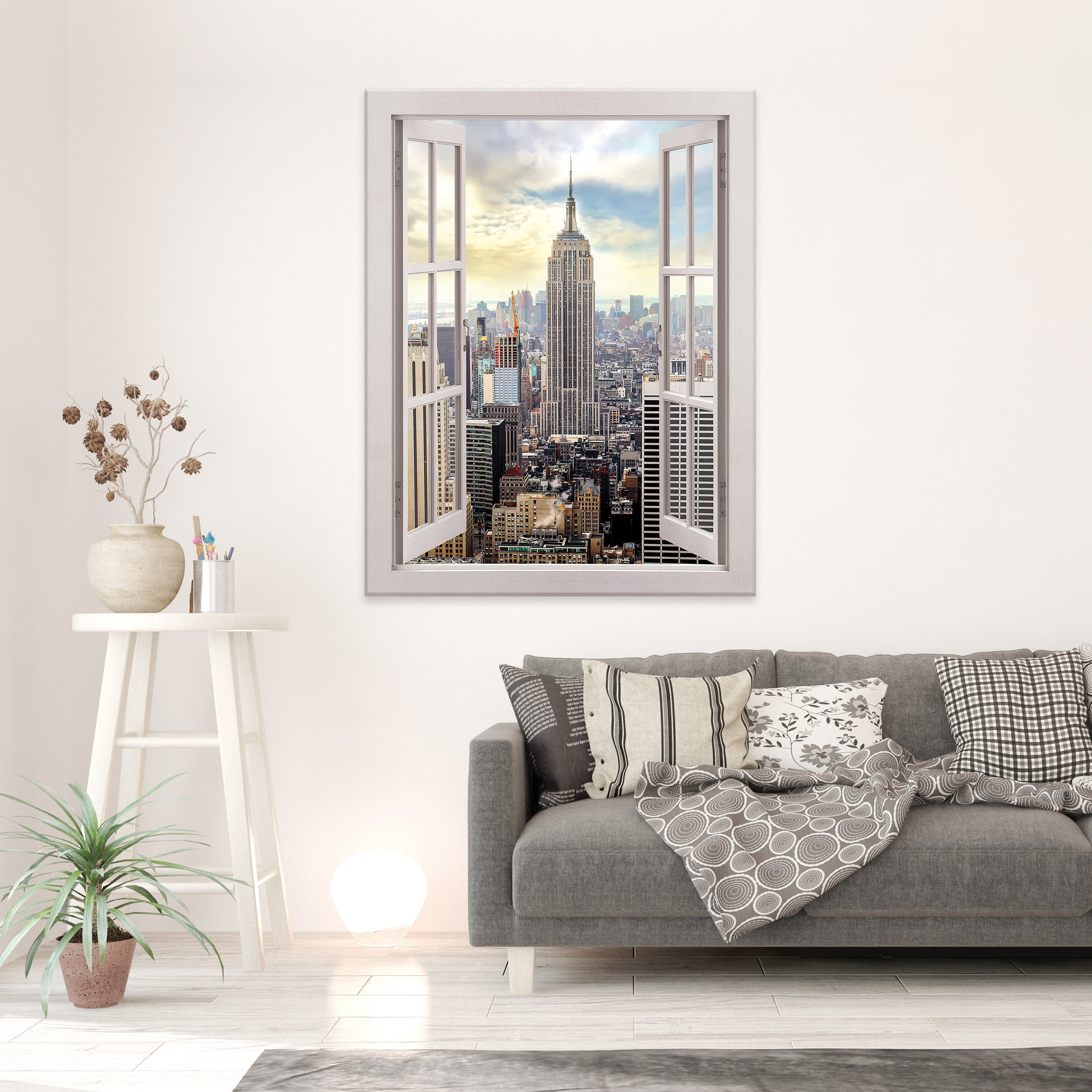 Wallarena Leinwandbild Fenster New York 3D günstig online kaufen
