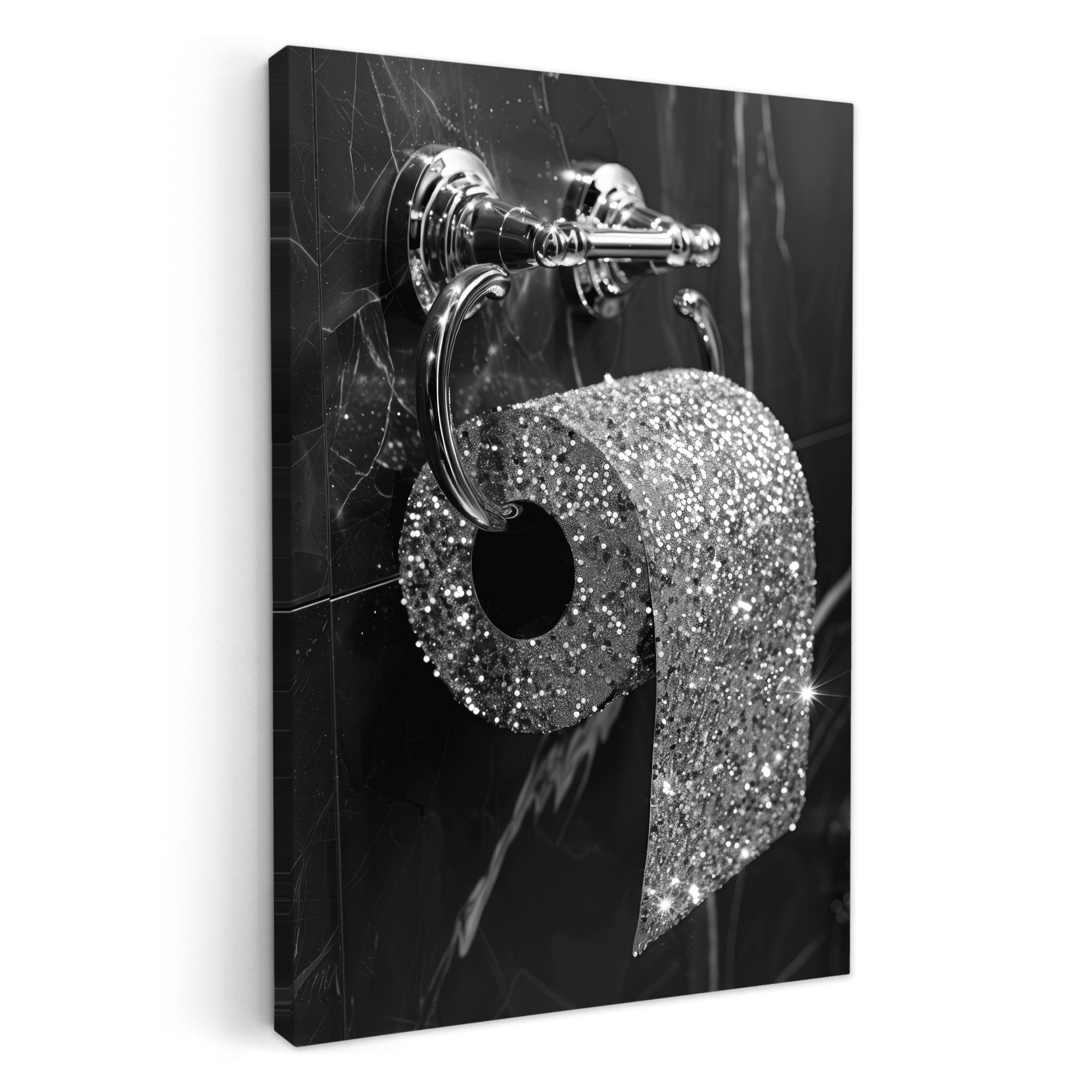 OneMillionCanvasses® Leinwandbild Toilette - Toilettenpapier - Schwarz und günstig online kaufen
