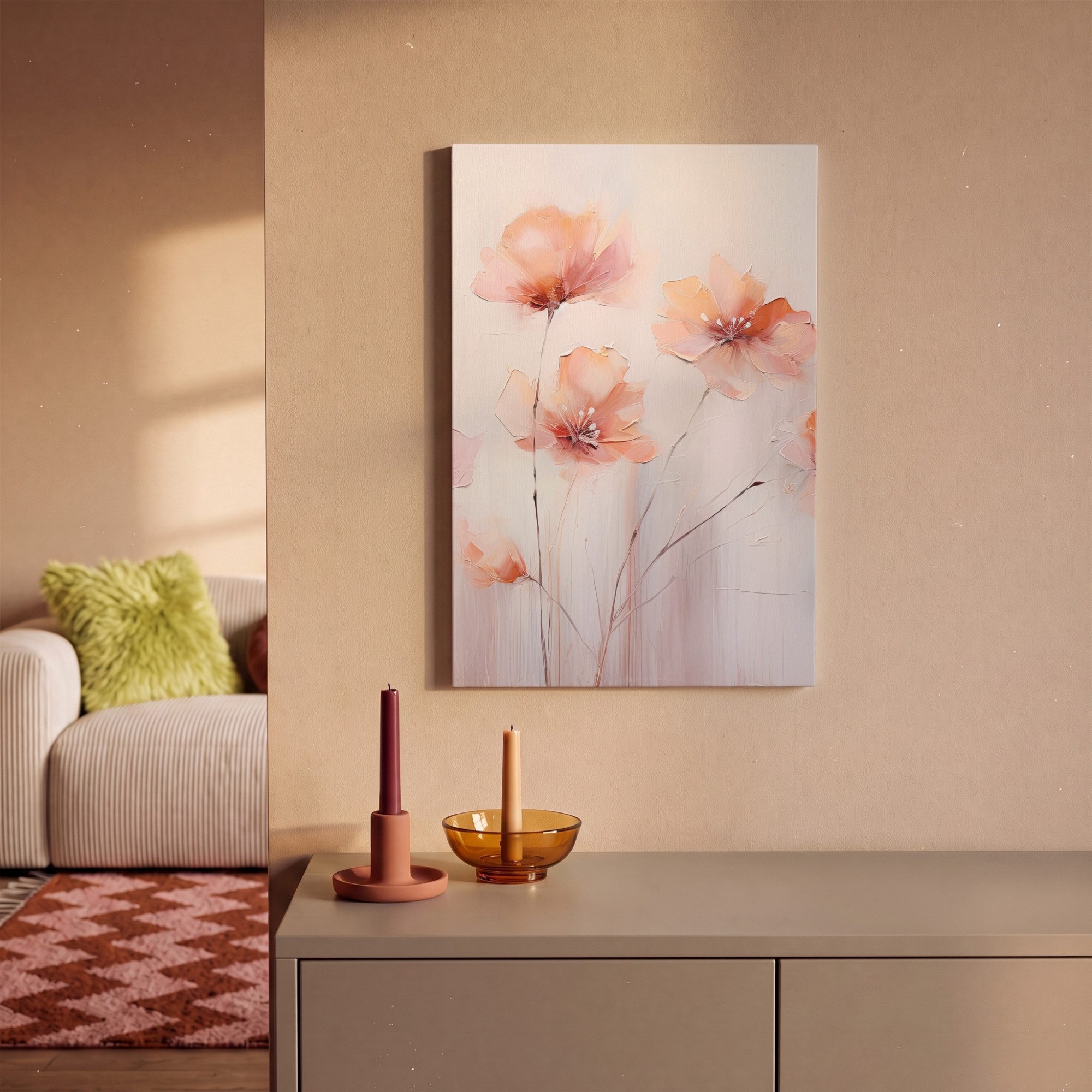 OneMillionCanvasses® Leinwandbild Mohn - Blumen - Kunst - Abstrakt - Aquarell, Fotodruck (1 St), Leinwand Canvas Wandbild, Wanddekoration 20x30 cm – Bild 2 von 5