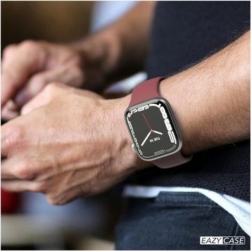 EAZY CASE Uhrenarmband Silicon Armband iWatch 9 8 7 6 5 4 3 2 1 SE Ultra, Uhrenarmband Watch Series 41mm 40mm 38mm Knopf Verschluss Bordeaux Rot
