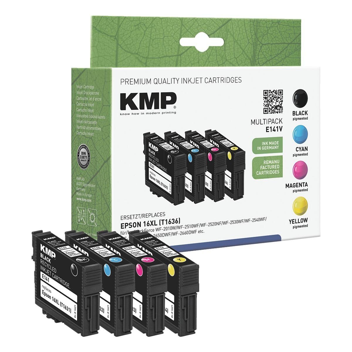 KMP Tintenpatrone (Set, 4-tlg., ersetzt Epson »T1636XL«, schwarz, cyan, magenta, gelb)