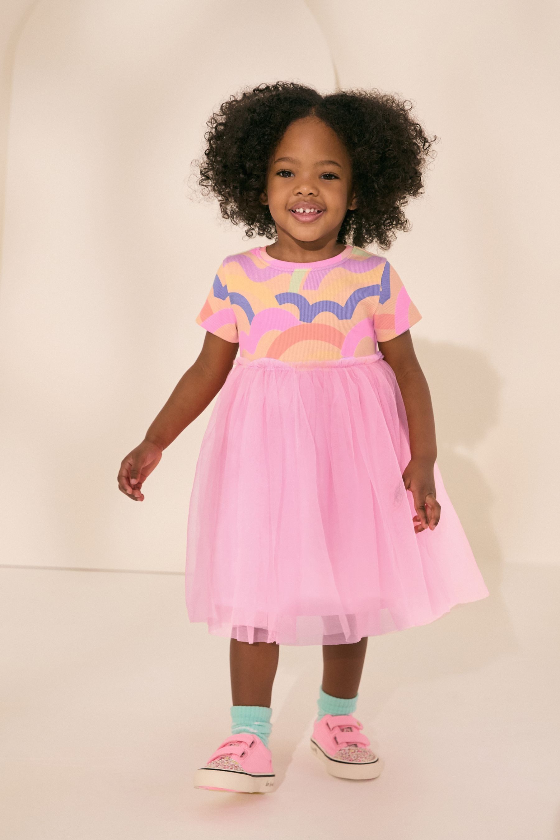 Next Partykleid Kurzärmliges geripptes Partykleid mit günstig online kaufen