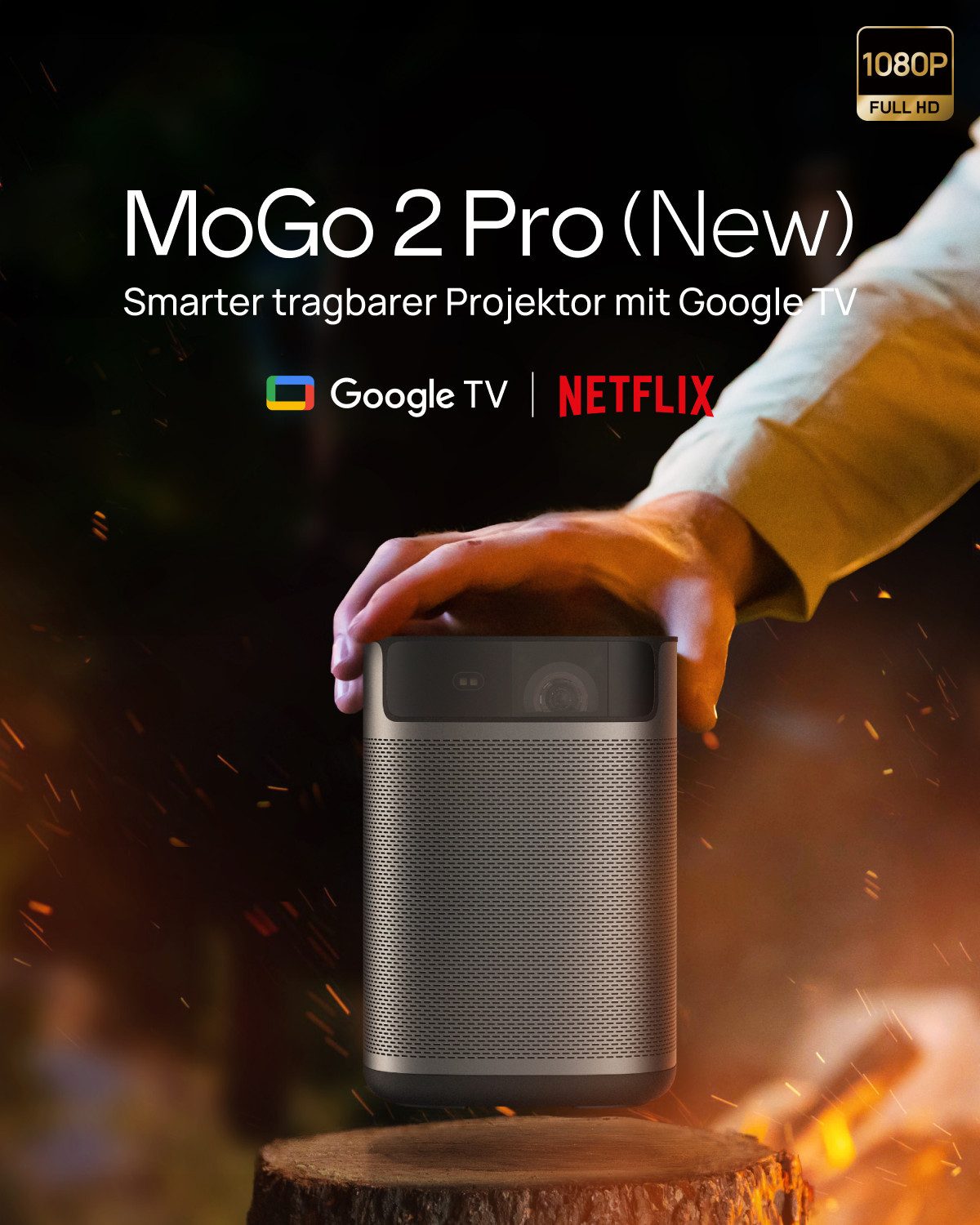 XGIMI XGIMI MoGo 2 Pro (New) Tragbar Beamer, 1080P, Google TV & Netflix Portabler Projektor (1920 x1080 (1080P) px, 430 ISO-Lumen, 2x8W Dolby Audio, WiFi & Bluetooth)