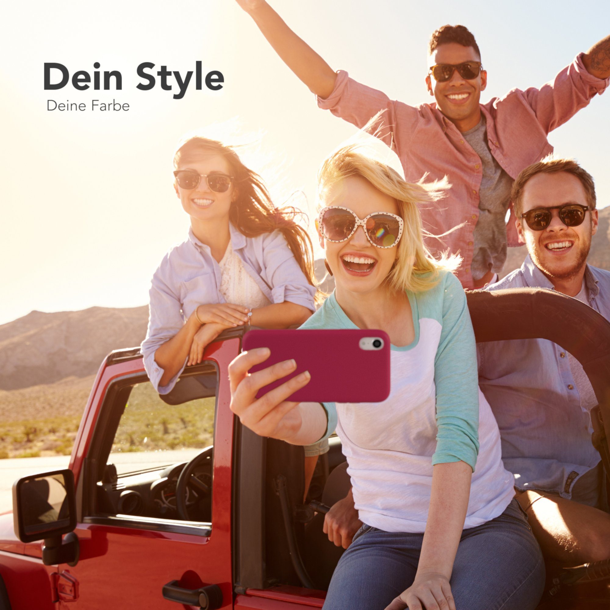 EAZY CASE Handyhülle Premium Silikon Case für Apple iPhone XR 6,1 Zoll, Hülle Silikon mit Displayschutz Handytasche aus Silikon Rot / Beere