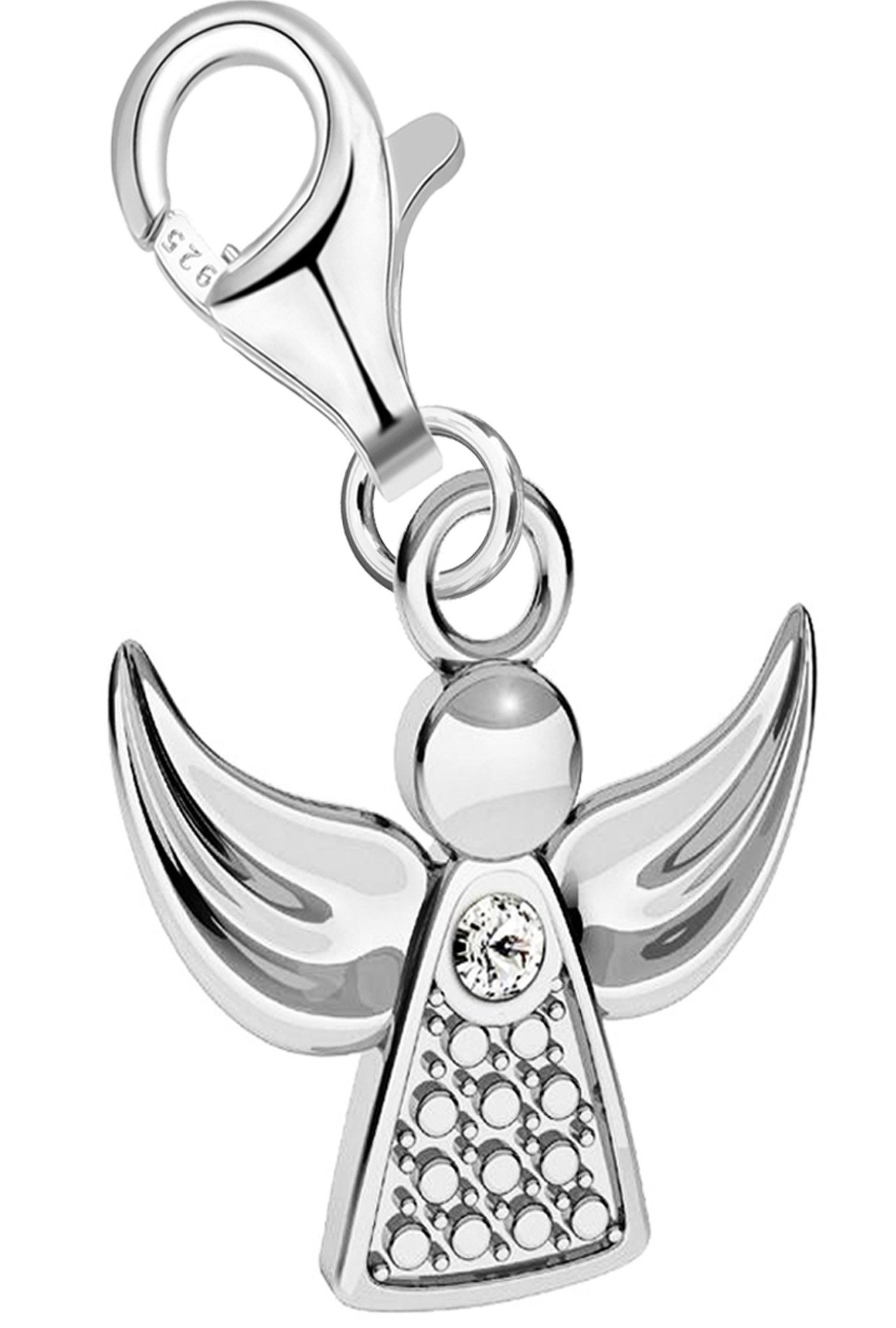 Limana Charm Engel Schutzengel Damen 925 Silber Karabiner Geschenk Anhänger (inkl. Dose), Geburtstag Jahrestag Weihnachten Muttertag