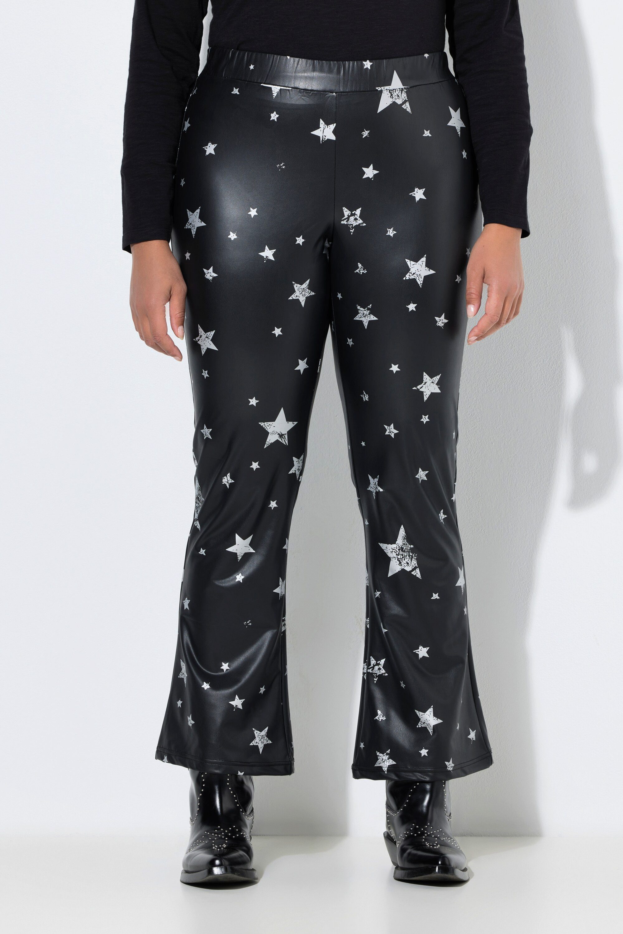 Angel of Style Schlupfhose Leggings mit Schlag Lederoptik mit Sternen