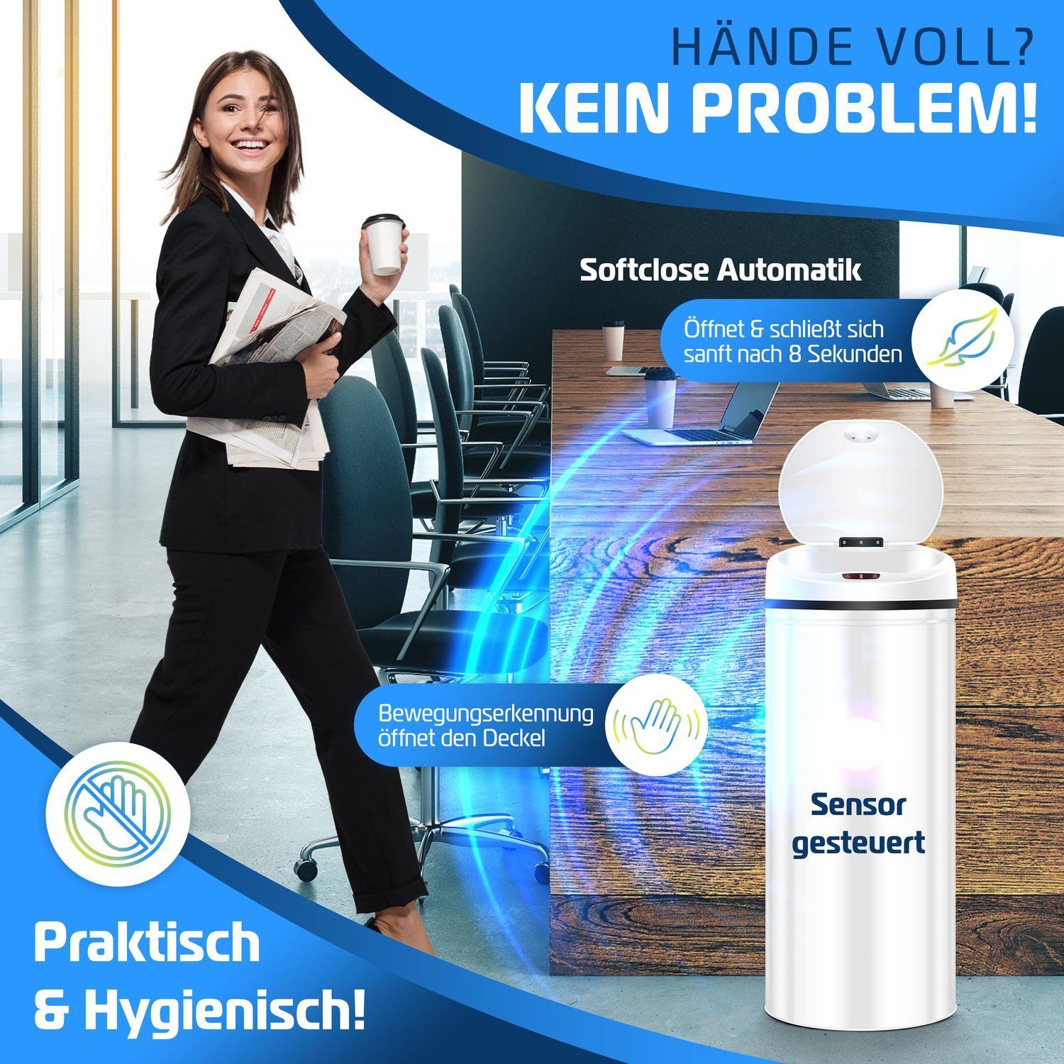 KESSER Mülleimer, Automatik Sensor Mülleimer Abfalleimer Abfall EDELSTAHL