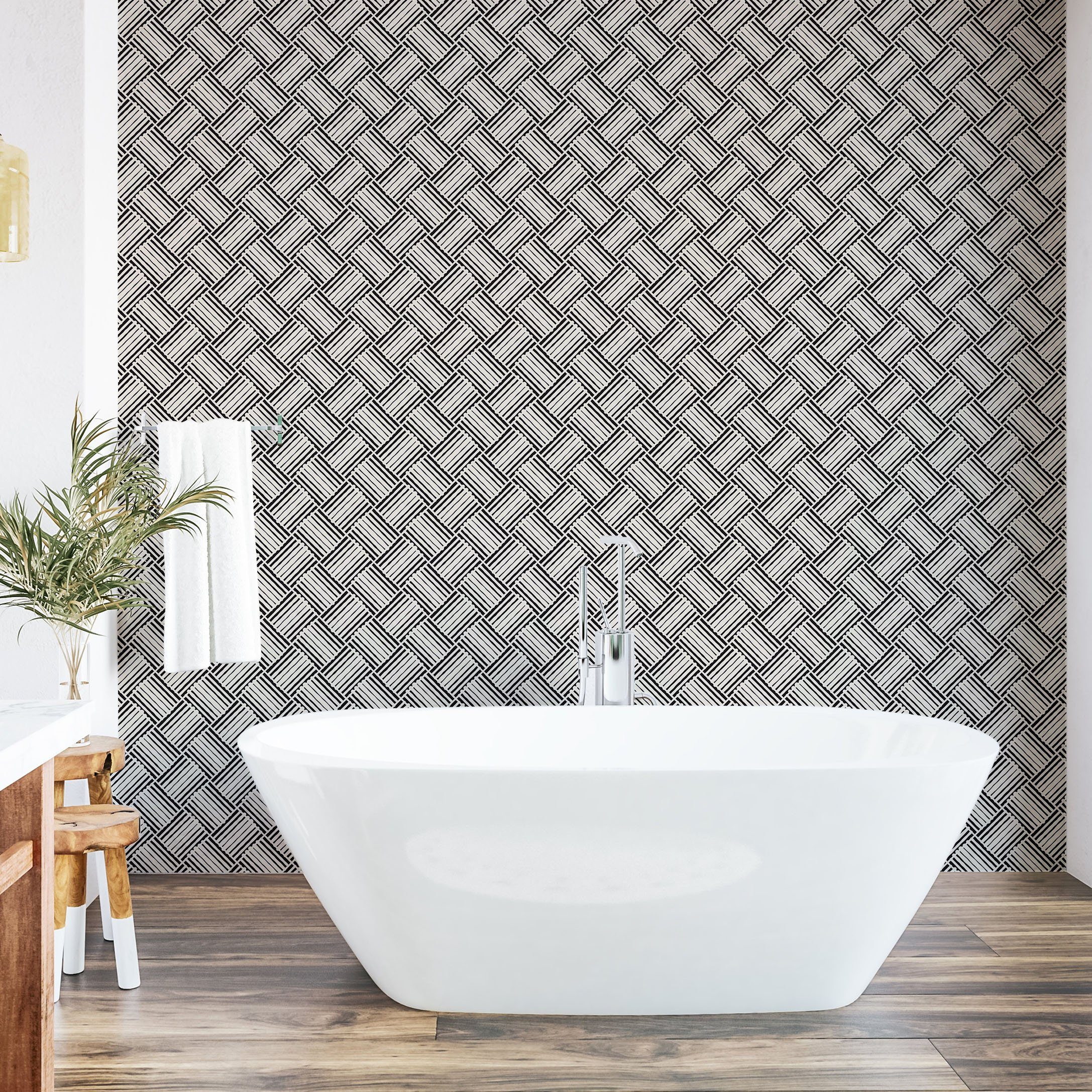 Abakuhaus Vinyltapete selbstklebendes Wohnzimmer Küchenakzent, freihändig Stripes Geometrisch