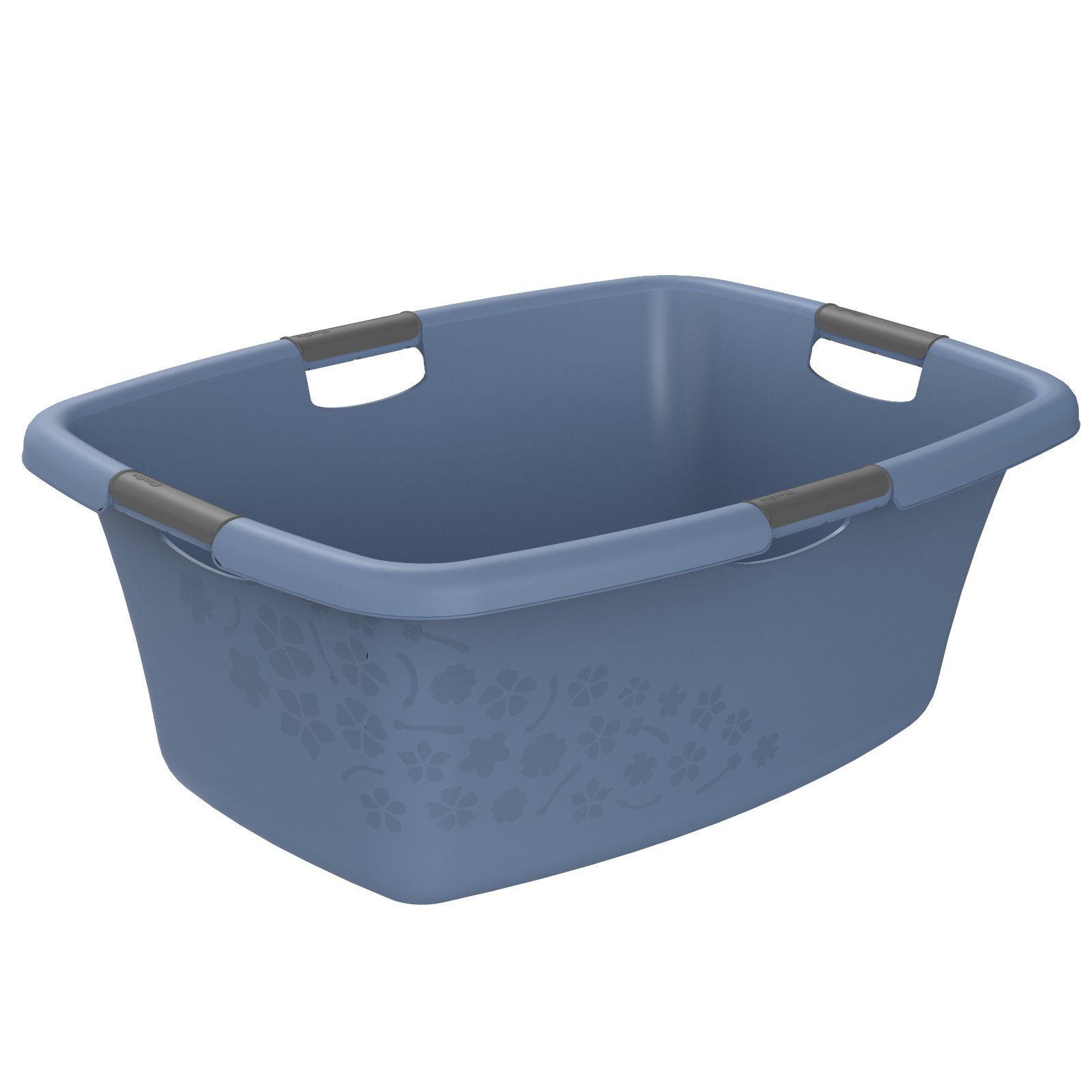 Blumenform BPA-frei, mit (PP) 50l Horizon Wäschewanne Wäschekorb in Griffen, ROTHO Flowers 4 ermöglichen Luftzirkulation Blue Wäschesammlers innerhalb Belüftungslöcher des Kunststoff