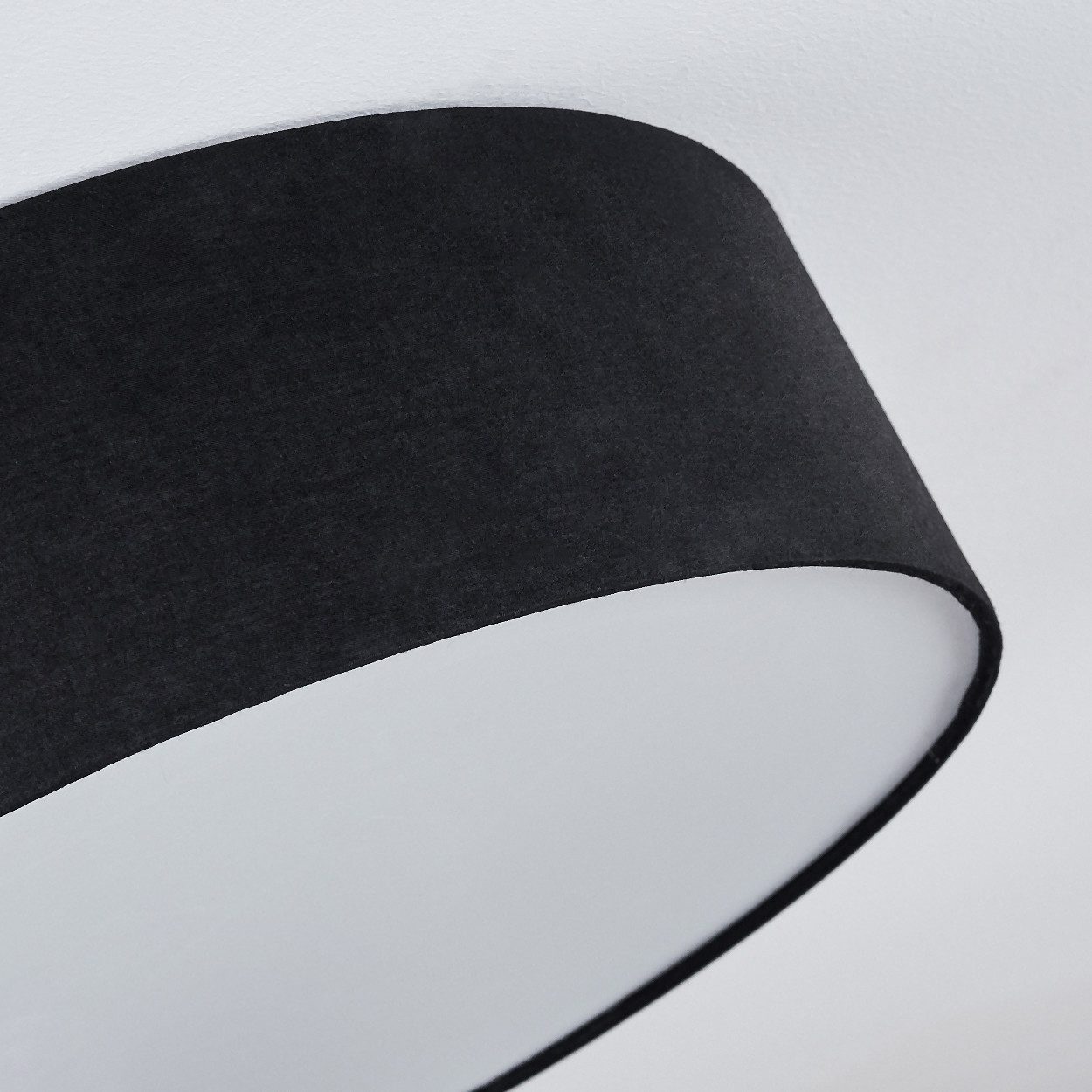 hofstein Deckenleuchte Deckenlampe aus Metall/Stoff/Kunststoff in Schwarz/Weiß, ohne Leuchtmittel, runde Leuchte im modernen Design (40 cm), E27, Esszimmer, Wohnzimmer