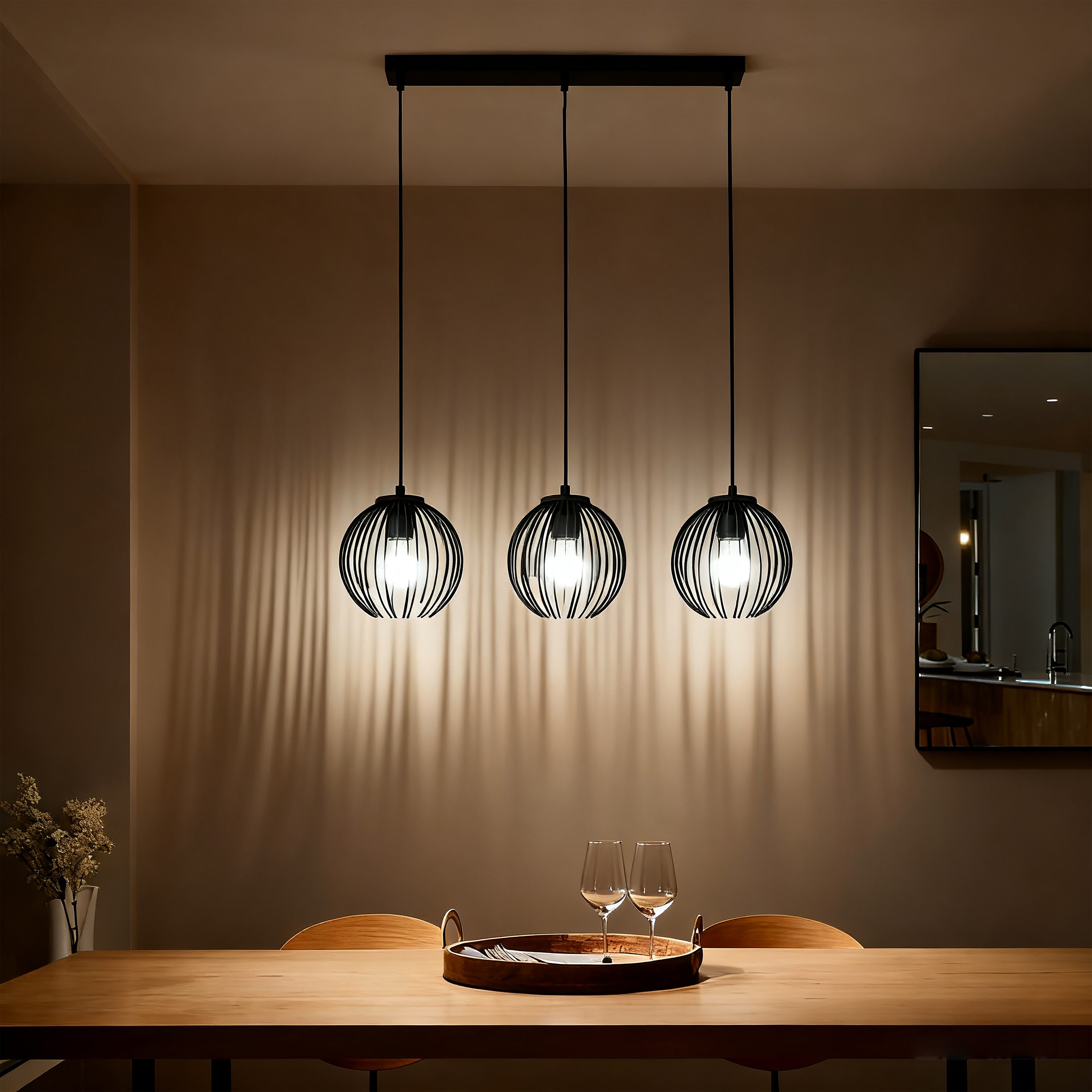 OTTO home Pendelleuchte Tonnia - Hängelampe, höhenverstellbar, Pendellampe, Metall, Leuchtmittel wechselbar, ohne Leuchtmittel, Lichteffekt durch Gitter-Optik, liefert eingeschaltet Schattenoptiken