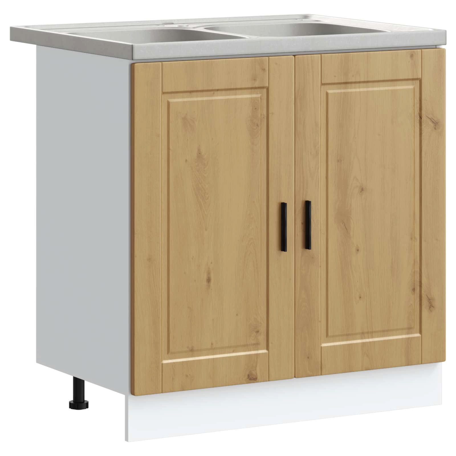 vidaXL Badezimmerspiegelschrank Waschbecken-Unterschrank Porto 2 stk. Braun 80 x 46 x 81.5 cm (2-St)