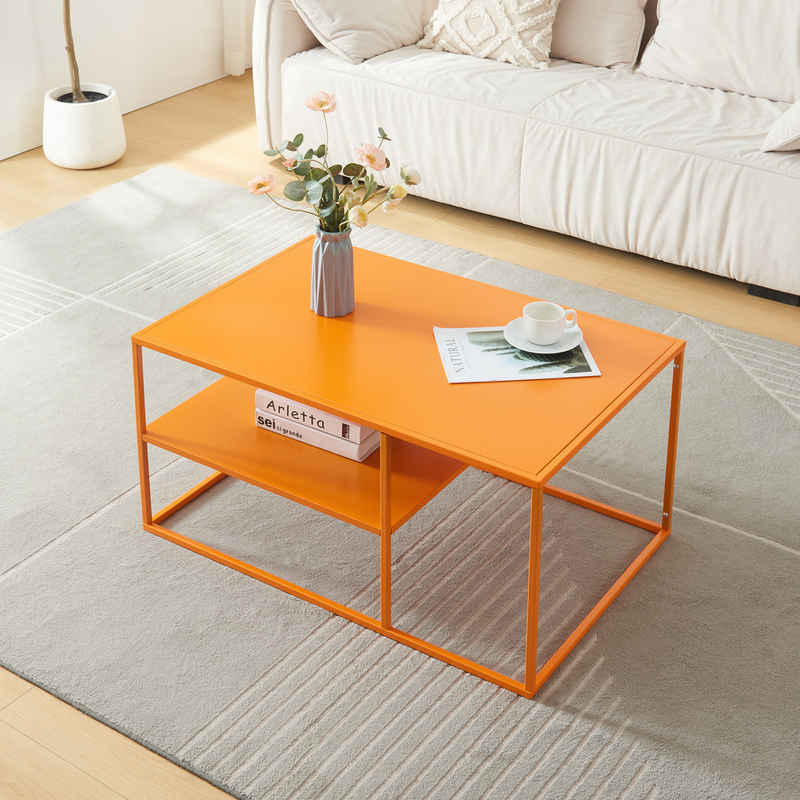 en.casa Couchtisch, »Solund« Beistelltisch Stahl 45x90x60 cm Orange