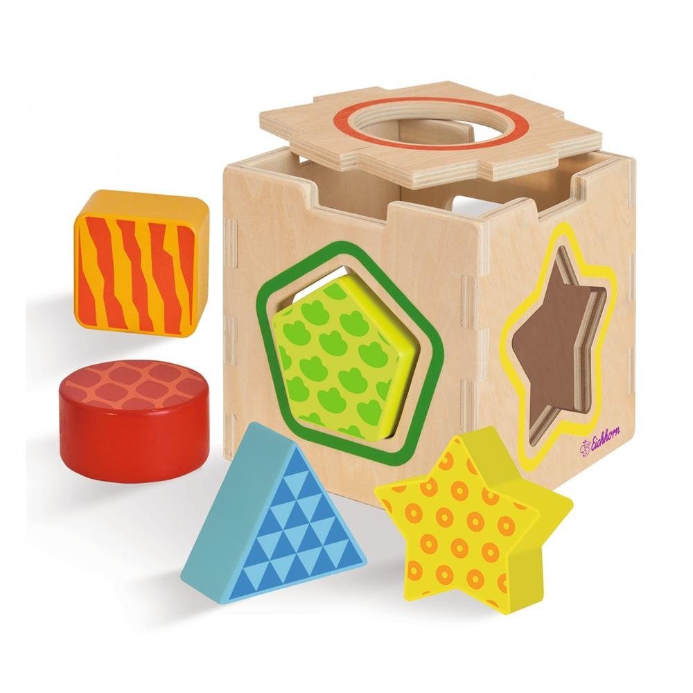 Eichhorn Steckspielzeug Steckbox, (7-tlg), Motorikspielzeug Holzspielzeug Babyspielzeug Formen Farben