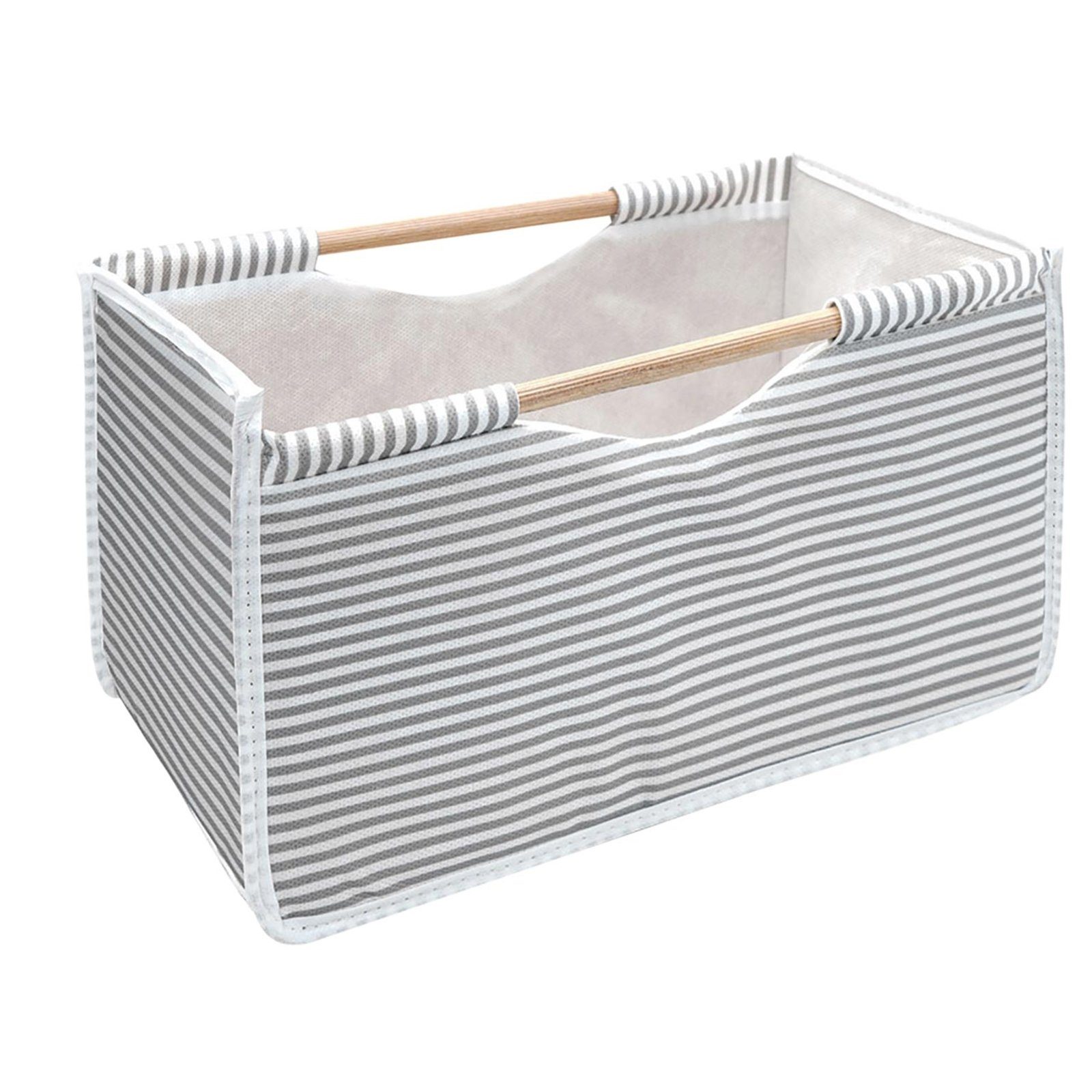 HTI-Living Aufbewahrungsbox Faltbox Textil Blau-Weiß mit Holzgriffen (1  St., 1 Faltbox), Faltbox Aufbewahrungskiste Stoffkiste