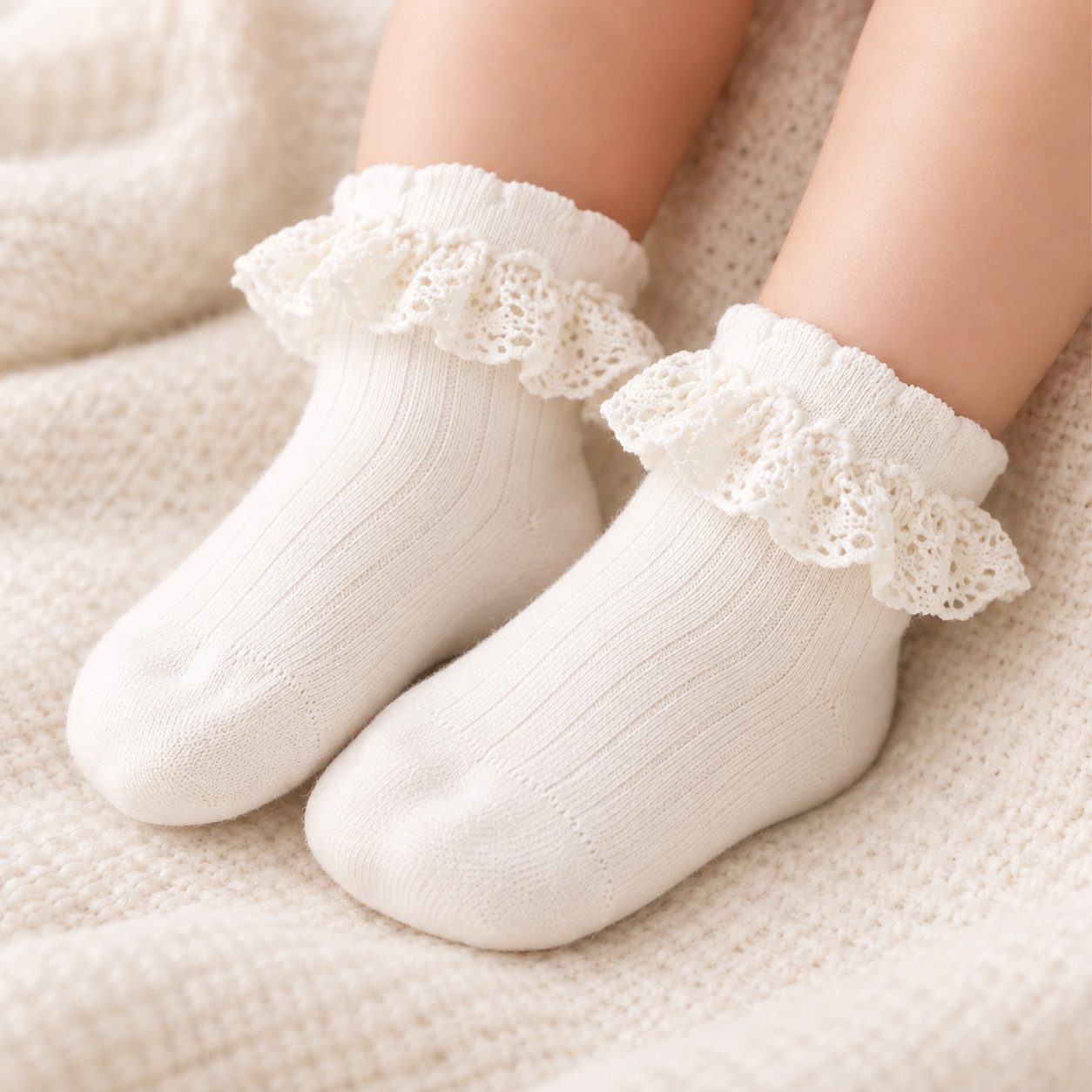 bistyle Kurzsocken Baby Socken mit Spitze, Bio-Baumwolle, Nahtlose Zehen, 4er Pack (4er Pack) – Bild 4 von 5