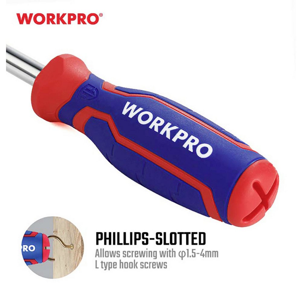 Thumbnail - WorkPro Bit-Schraubendreher WorkPro Schraubendreher-Set PH2, 1/4", PH1, 3/16” (4.8 mm)