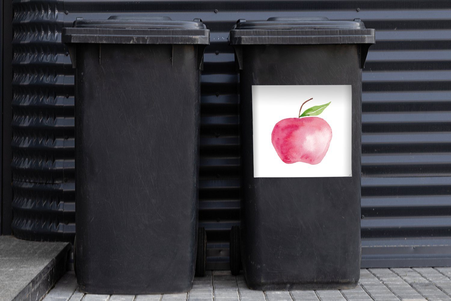 - Abfalbehälter Apfel Aquarell Rot Sticker, Container, MuchoWow Mülltonne, Mülleimer-aufkleber, Wandsticker (1 - St),