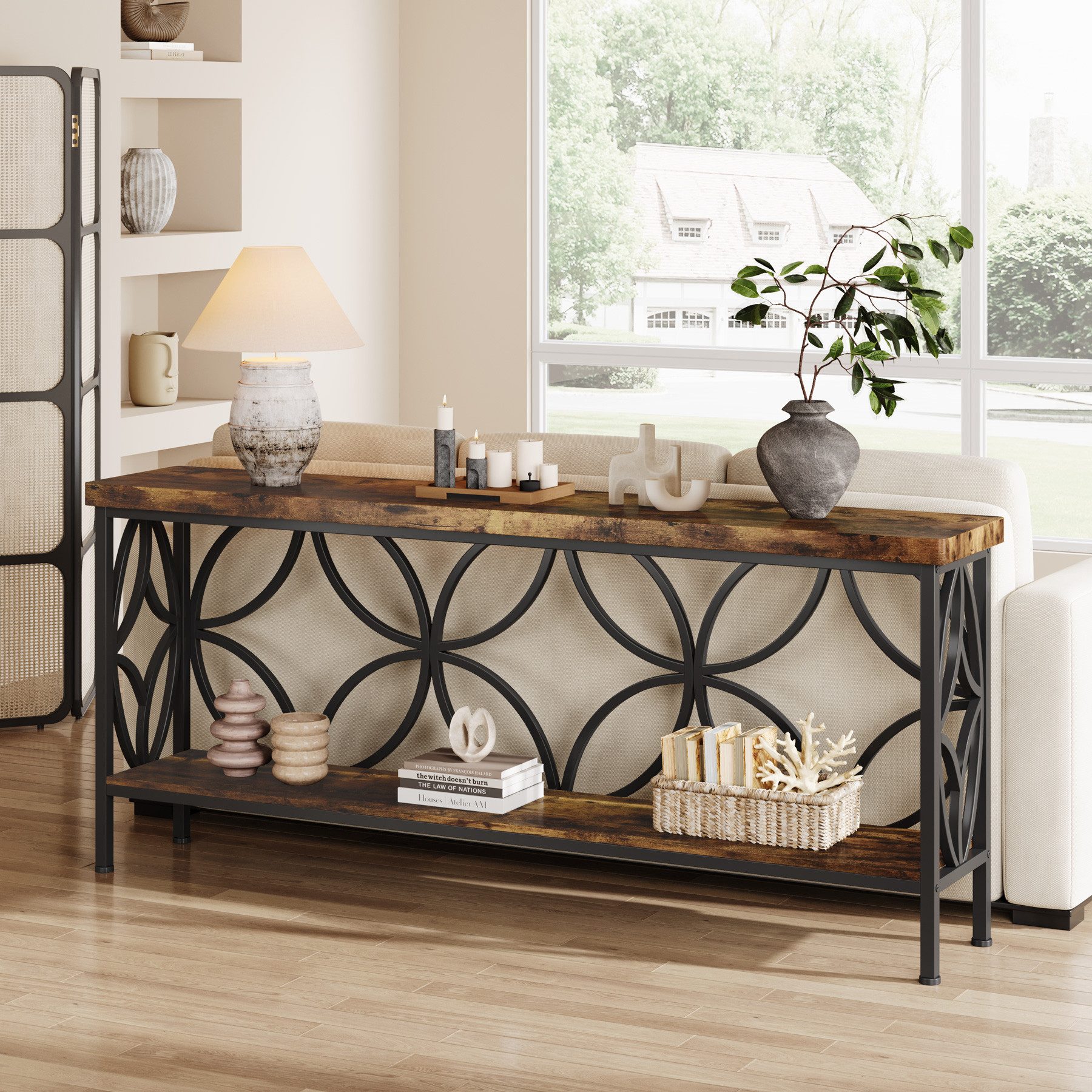 Tribesigns Konsolentisch Schmaler Konsolentisch, 160 cm langer Sofatisch hinter Couch