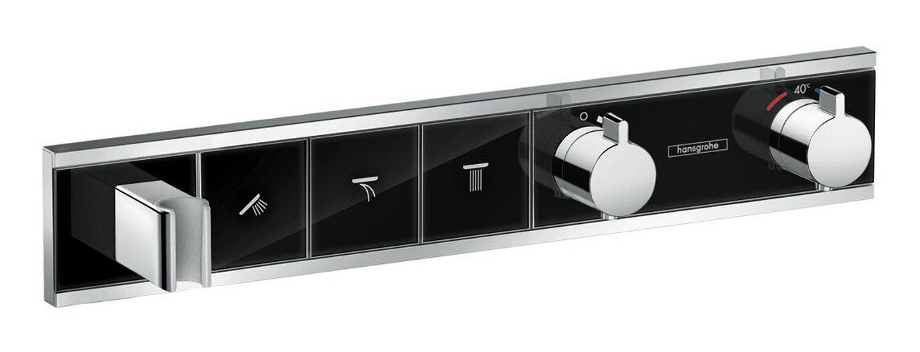 hansgrohe Brausethermostat RainSelect Für 3 Verbraucher m. integriertem Brausehalter Unterputz - Schwarz