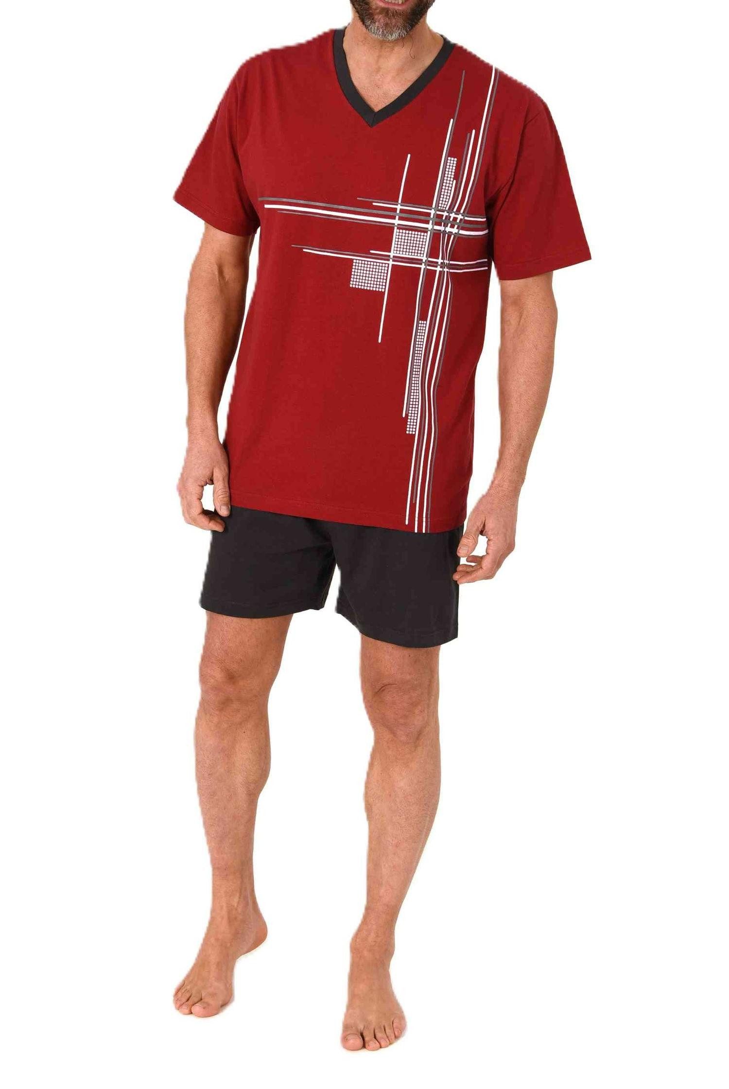 Normann Pyjama Normann Herren Schlafanzug kurzarm Shorty mit stilvollen Frontprint
