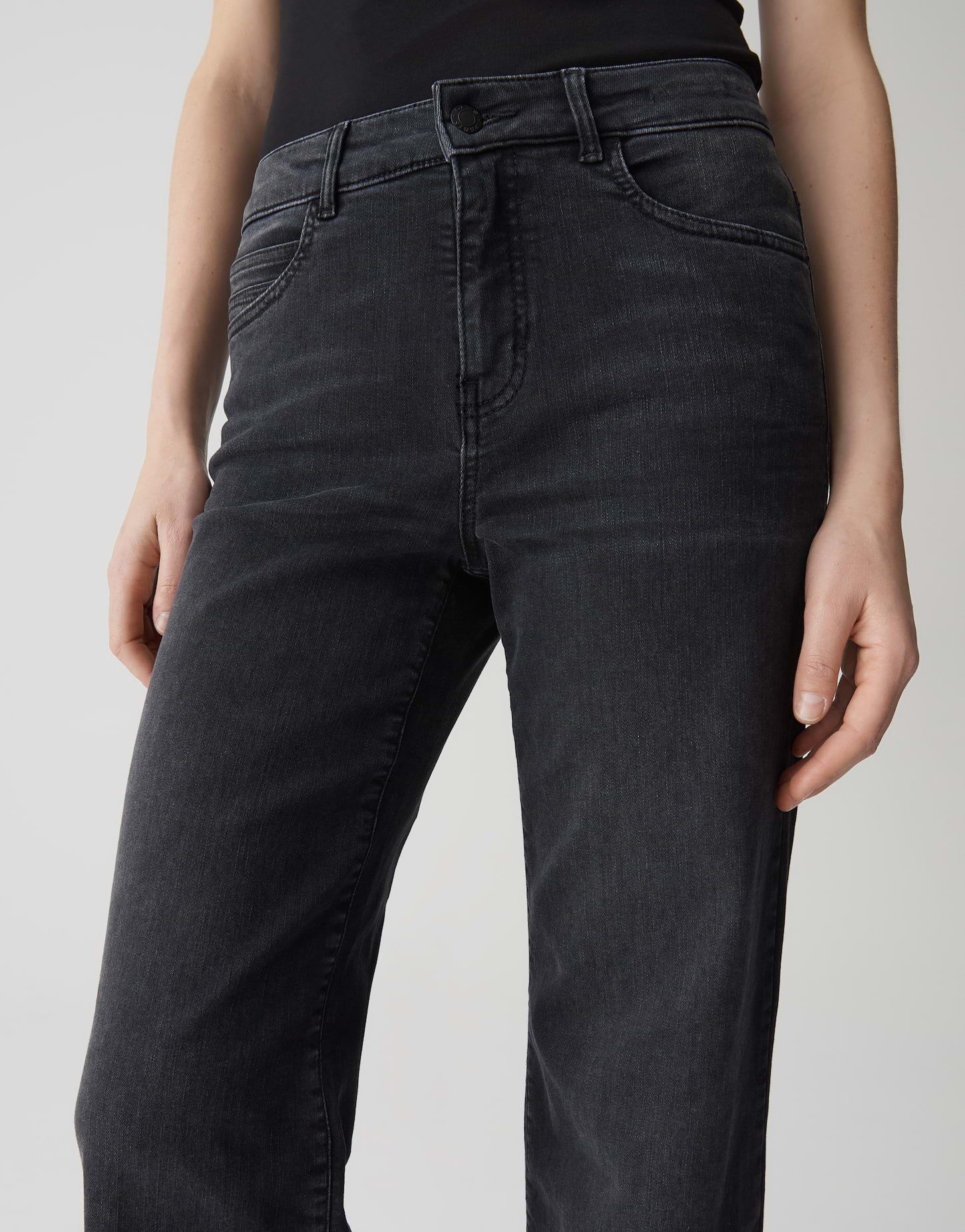 OPUS PANTS Weite Jeans MELLY MODERN mit Powerstretch Mid Rise Long, BCI Cotton, Zip-Fly
