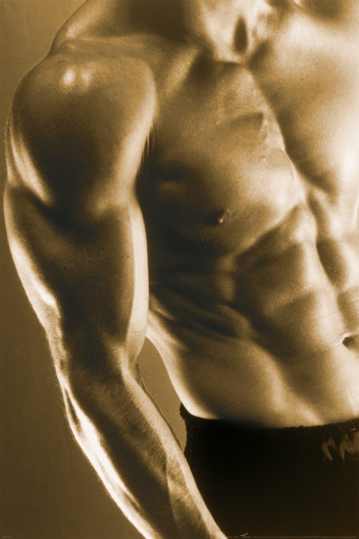 Papermoon Poster POSTER Nr.102 Torso, 61 X 91,5 CM, (Mann Oberkörper Haut Muskeln), genormte Postergröße für Rahmen, Bild Dekoration Wanddeko Motiv Tapete