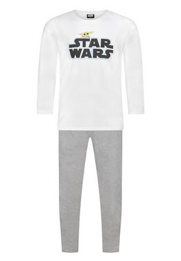 Star Wars Schlafanzug Star Wars Yoda Herren Schlafanzug Lang Pyjama-Set (2 tlg)
