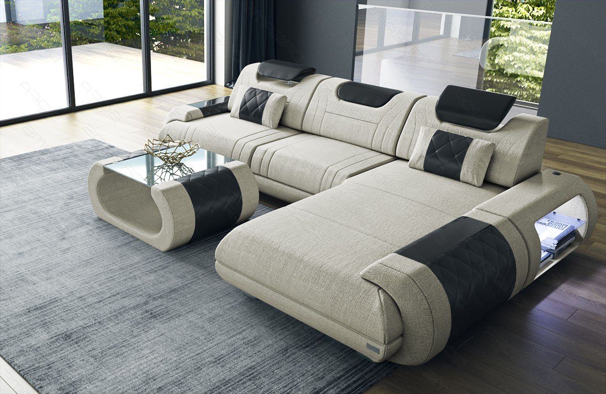 Sofa Dreams Ecksofa Stoff Polster Sofa Rimini L Form H Strukturstoff Stoffsofa, Couch wahlweise mit Bettfunktion