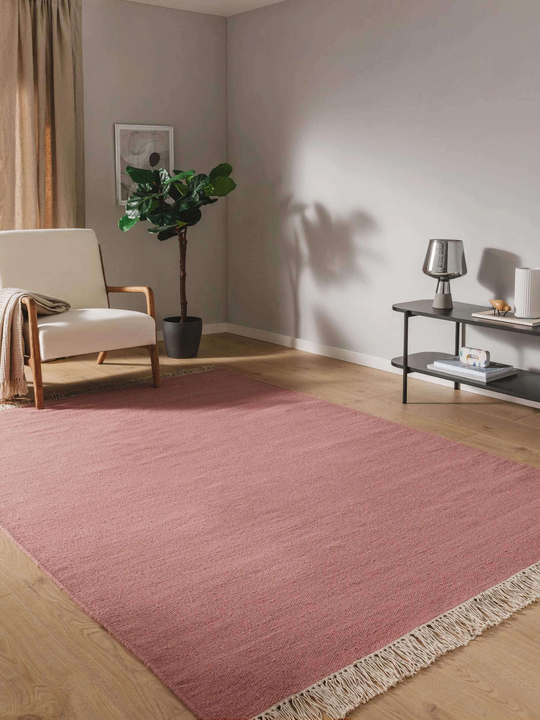 benuta Wollteppich Liv, rechteckig, Höhe: 5 mm, Teppich Wohnzimmer, Schlafzimmer, Esszimmer, Flur, Kunstfaser, Cozy