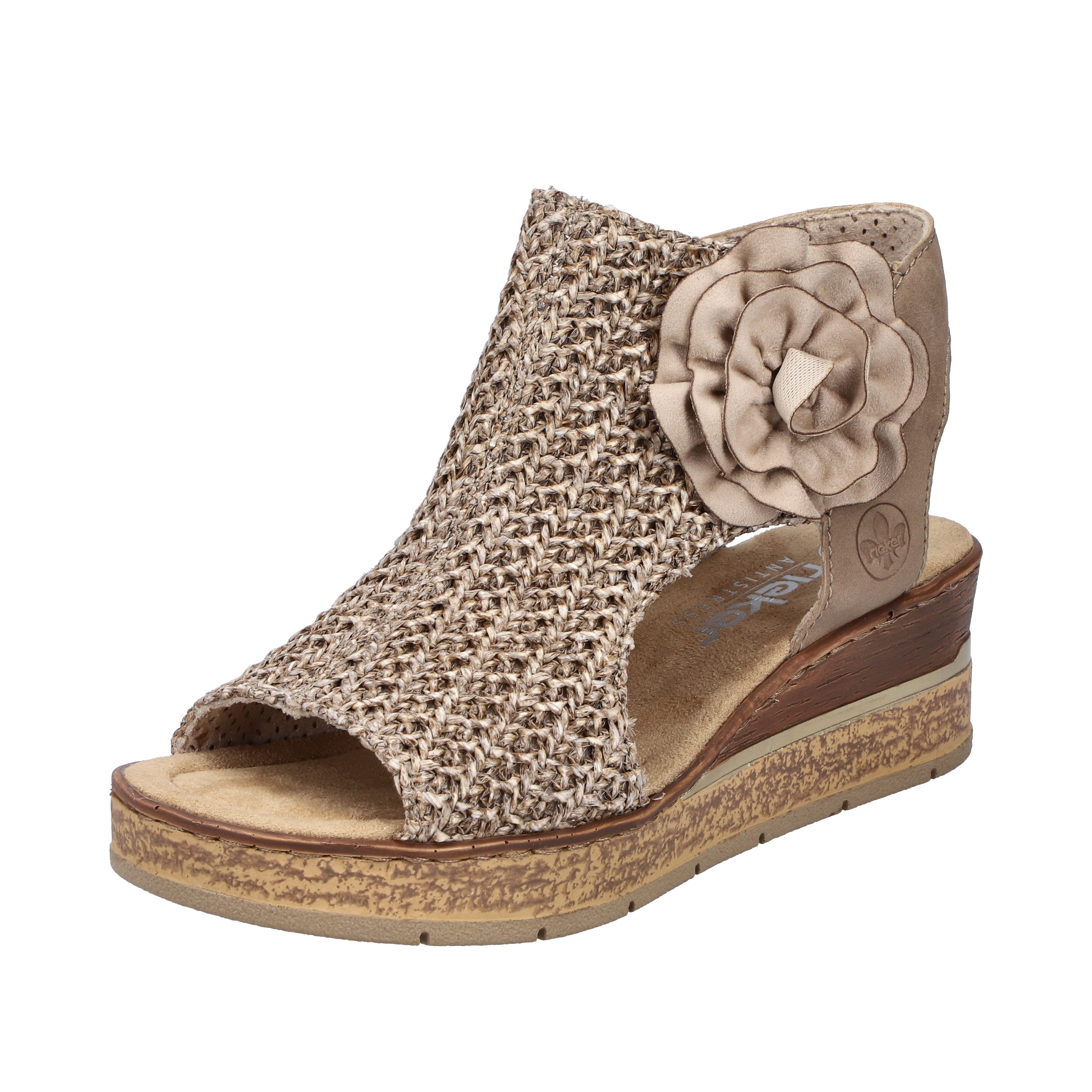 Rieker Schaftsandalette Keilsandale, Sommerschuh, Plateausandalette mit Blüte