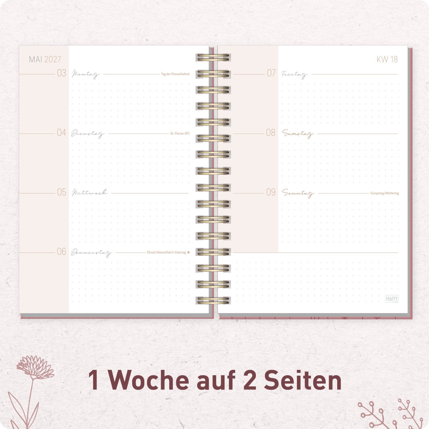 Häfft Terminkalender Lieblings-Timer 2026/2027 / 17 Monate / A5, Wire-O-Bindung – Bild 4 von 5