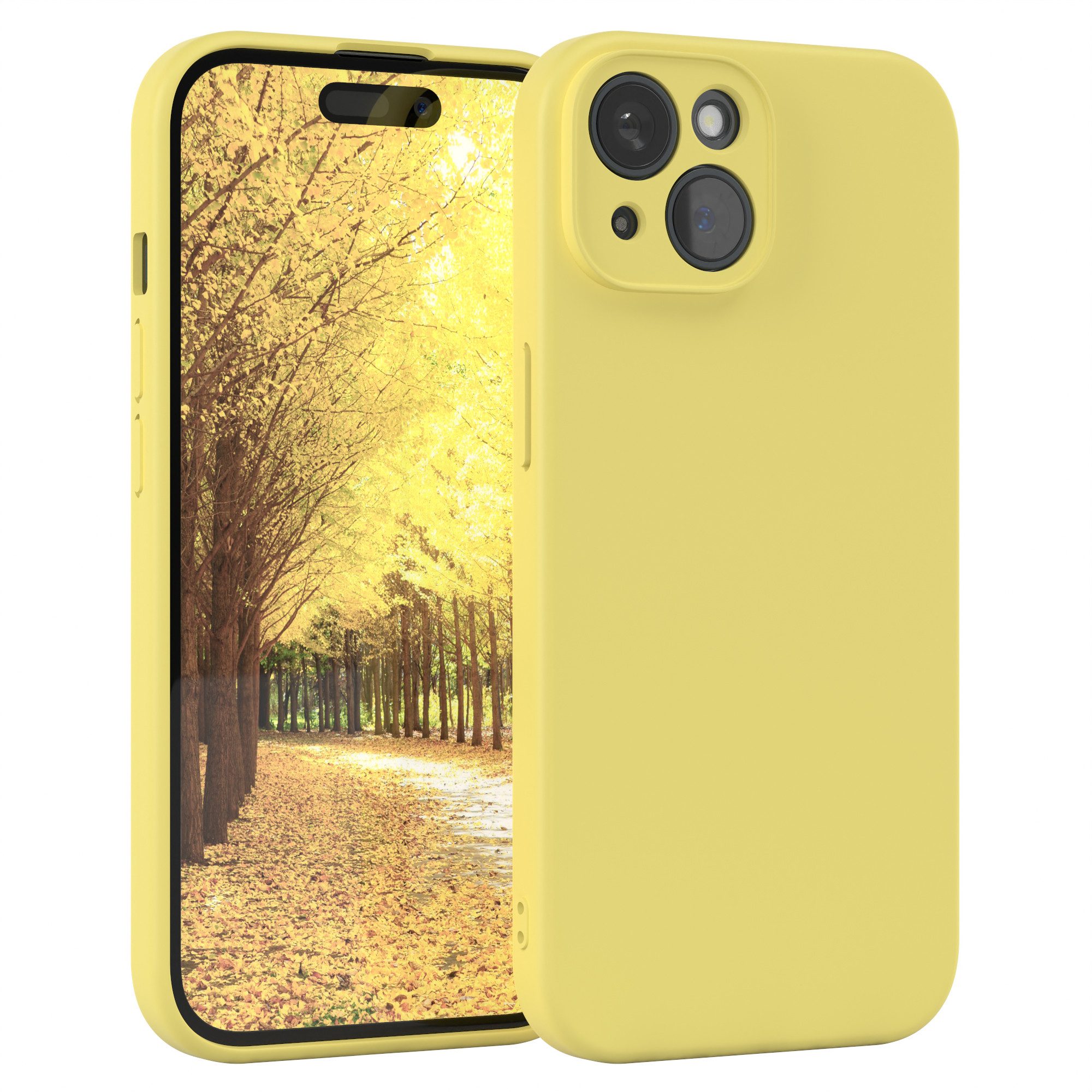 EAZY CASE Handyhülle für Apple iPhone 15 Hülle Silikon 6,1 Zoll, Handy Softcase stoßfest Hülle mit Kameraschutz Bumper Tpuhülle Gelb