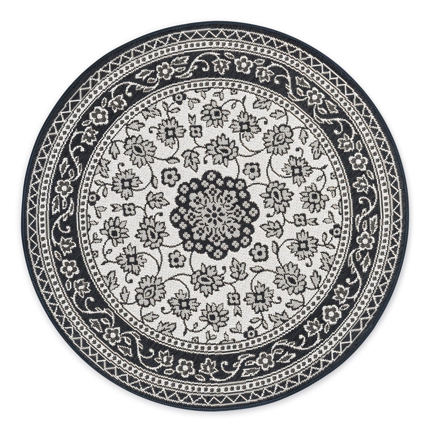 DomDeco Teppich In- & Outdoor Teppich Rund Finn, strapazierfähiger Flachgewebe 120cm