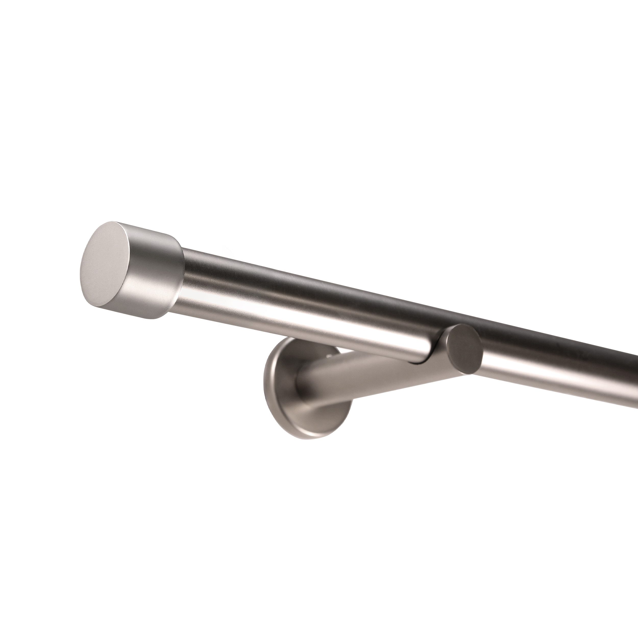Deco-Raum Gardinenstange Kappe, Ø 25 mm, 1-läufig, kürzbar, Wunschmaßlänge, Bohren, verschraubt, Metall, Komplett-Set mit Befestigungsmaterial