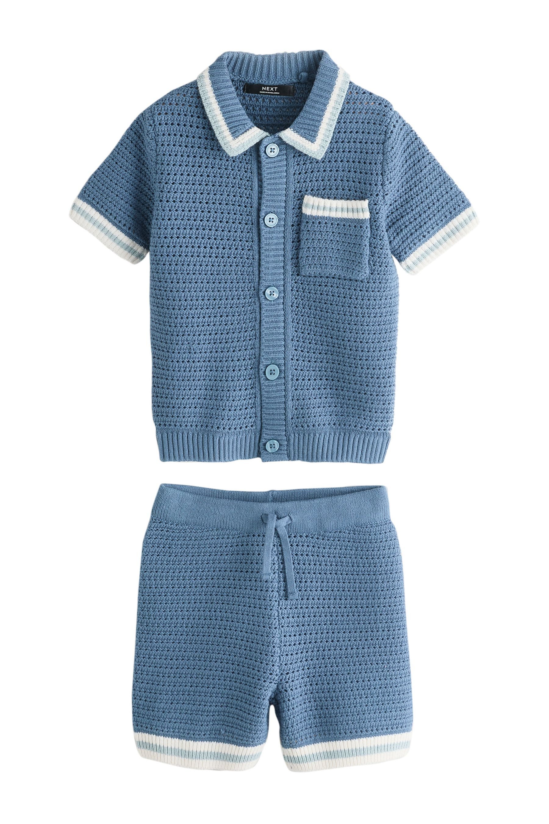 Next Hemd & Hose Gestricktes Polohemd und Shorts im Set (2-tlg)